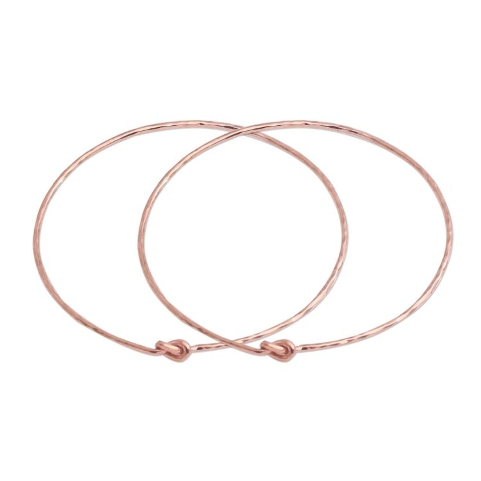 Pair of Rose Gold Plated Sterling Silver Bangle Bracelets 'Knotted Gold'