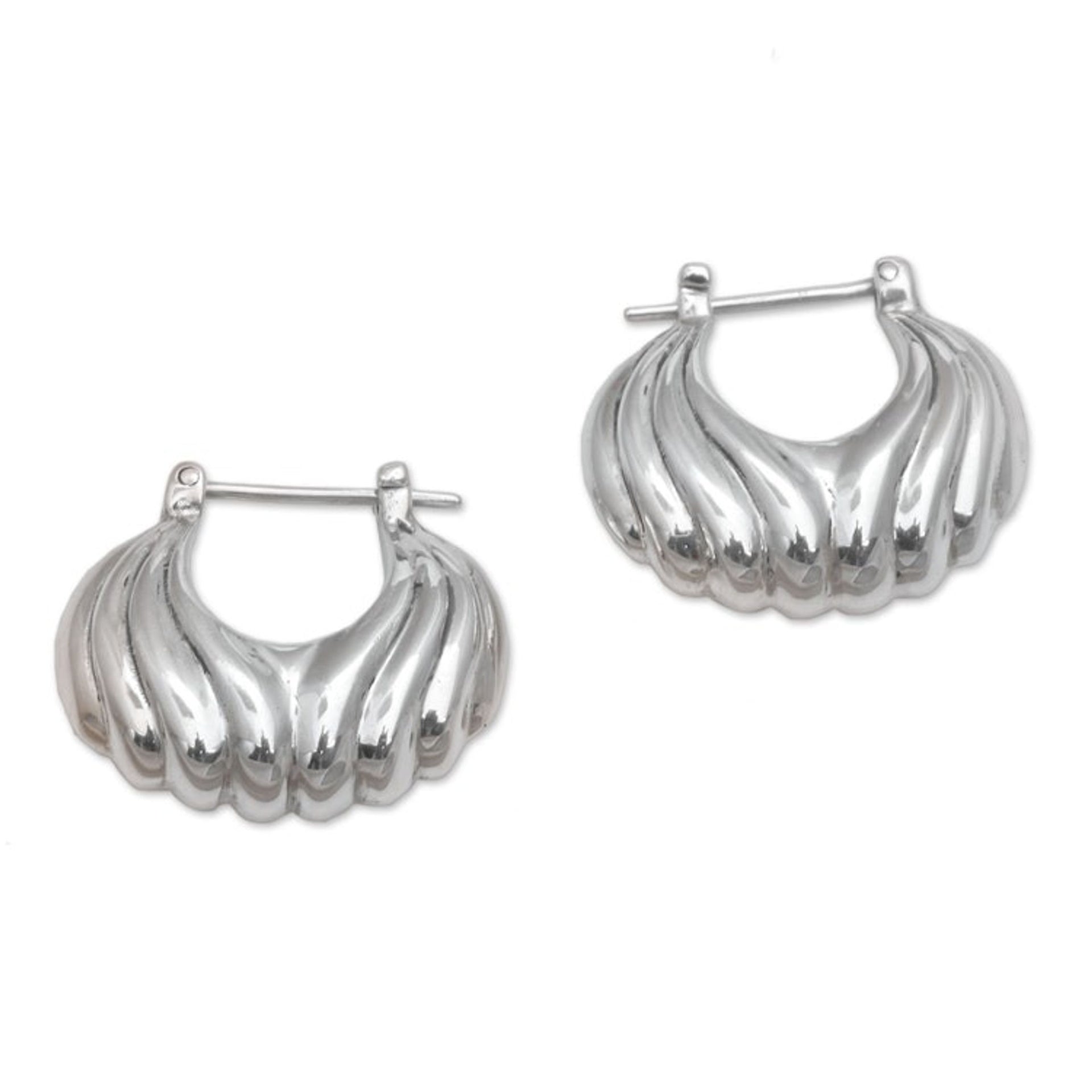 Sterling Silver Daylight Seashells Hoop Earrings 'Daylight Shells'