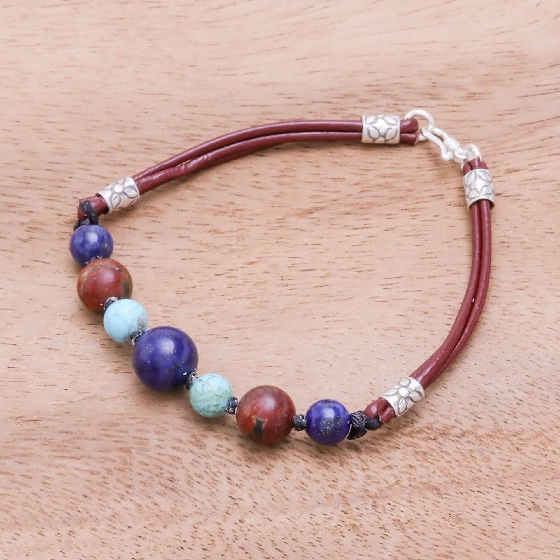Earthen Multi-Gemstone Beaded Bracelet from Thailand 'Bright Earth'