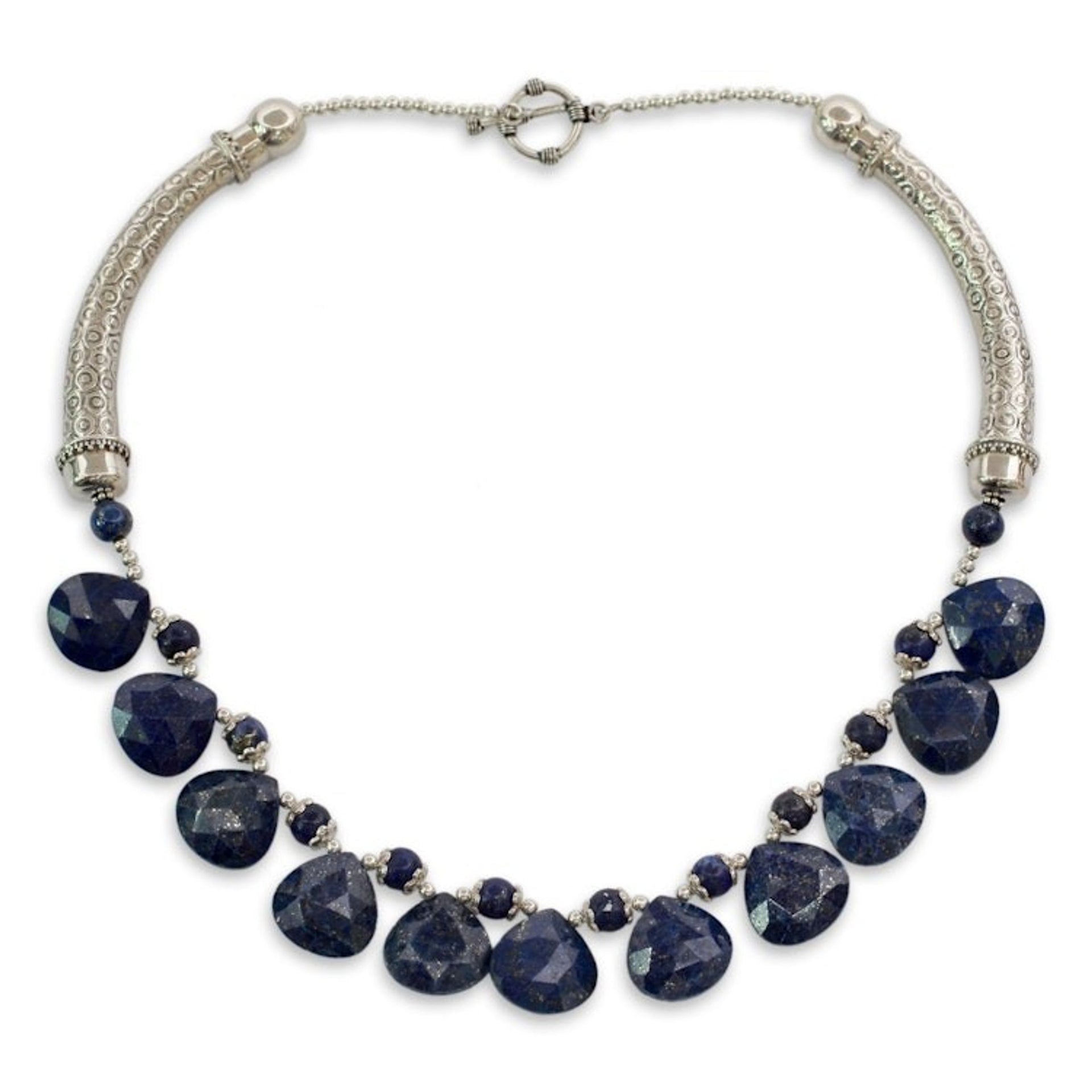 Lapis Lazuli Necklace on Sterling Silver Indian Jewelry 'Jaipuri Blue'