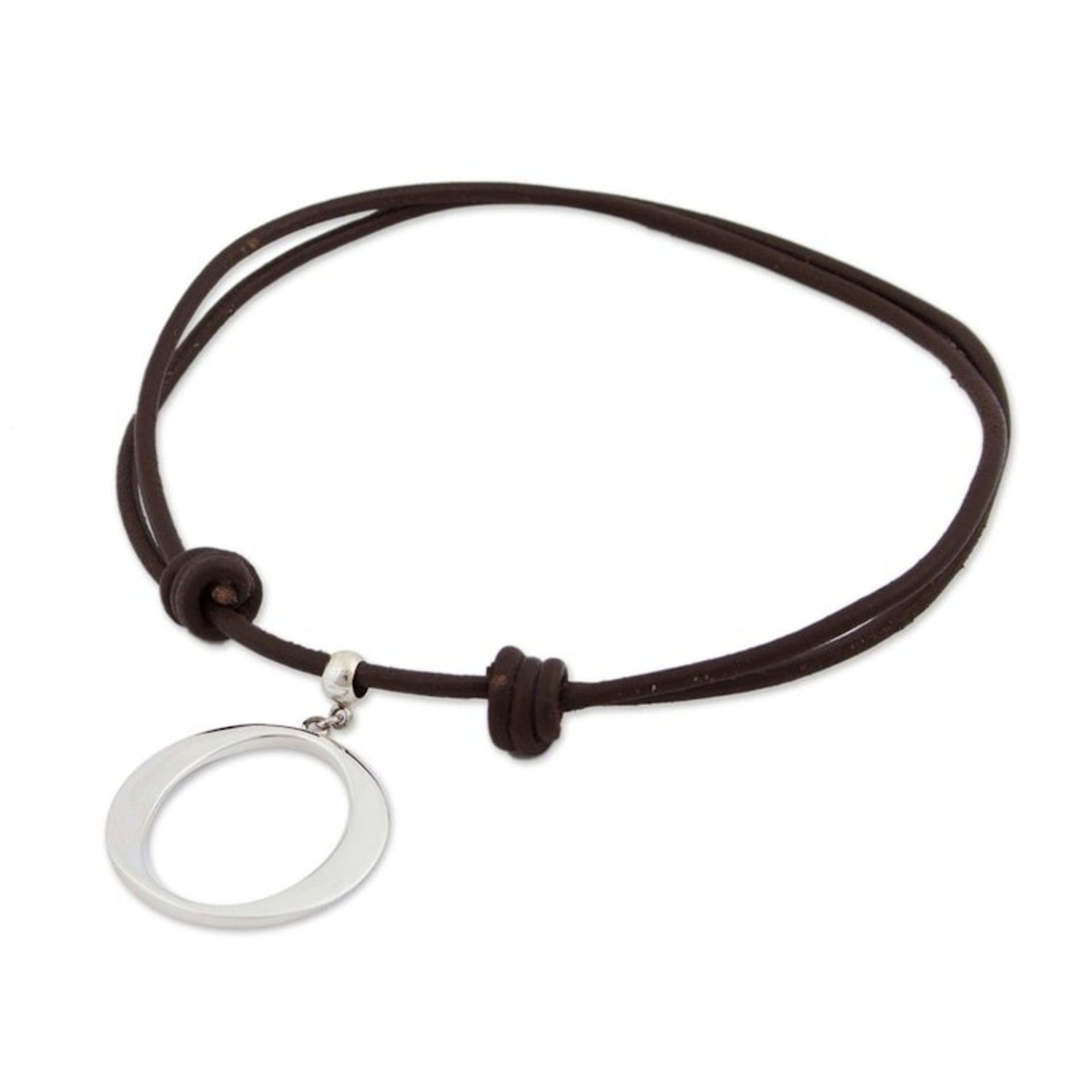 Taxco Sterling Silver Circle Pendant Necklace from Mexico 'Droplets of Life'