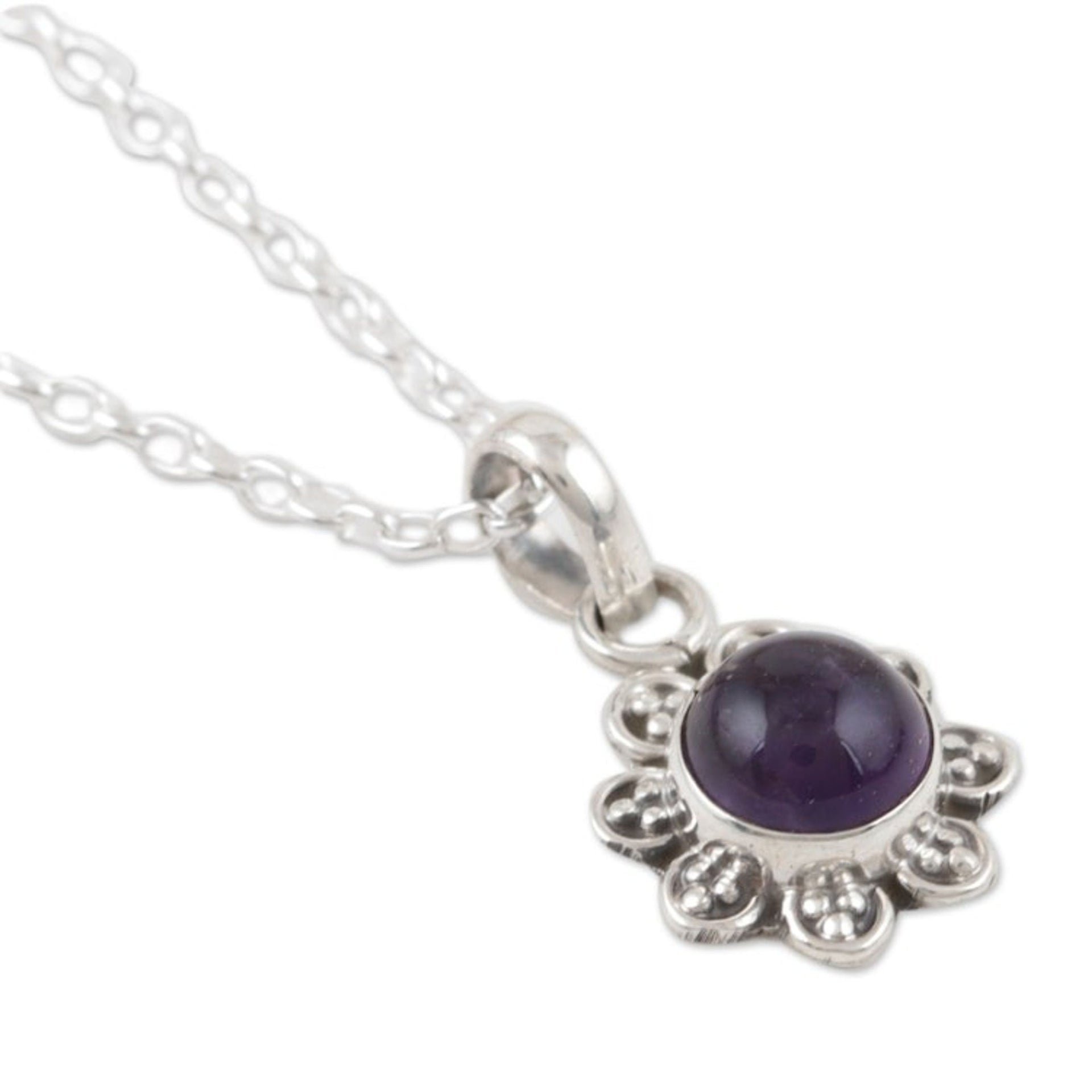 Artisan Crafted Amethyst Necklace 'Gracious Flower'
