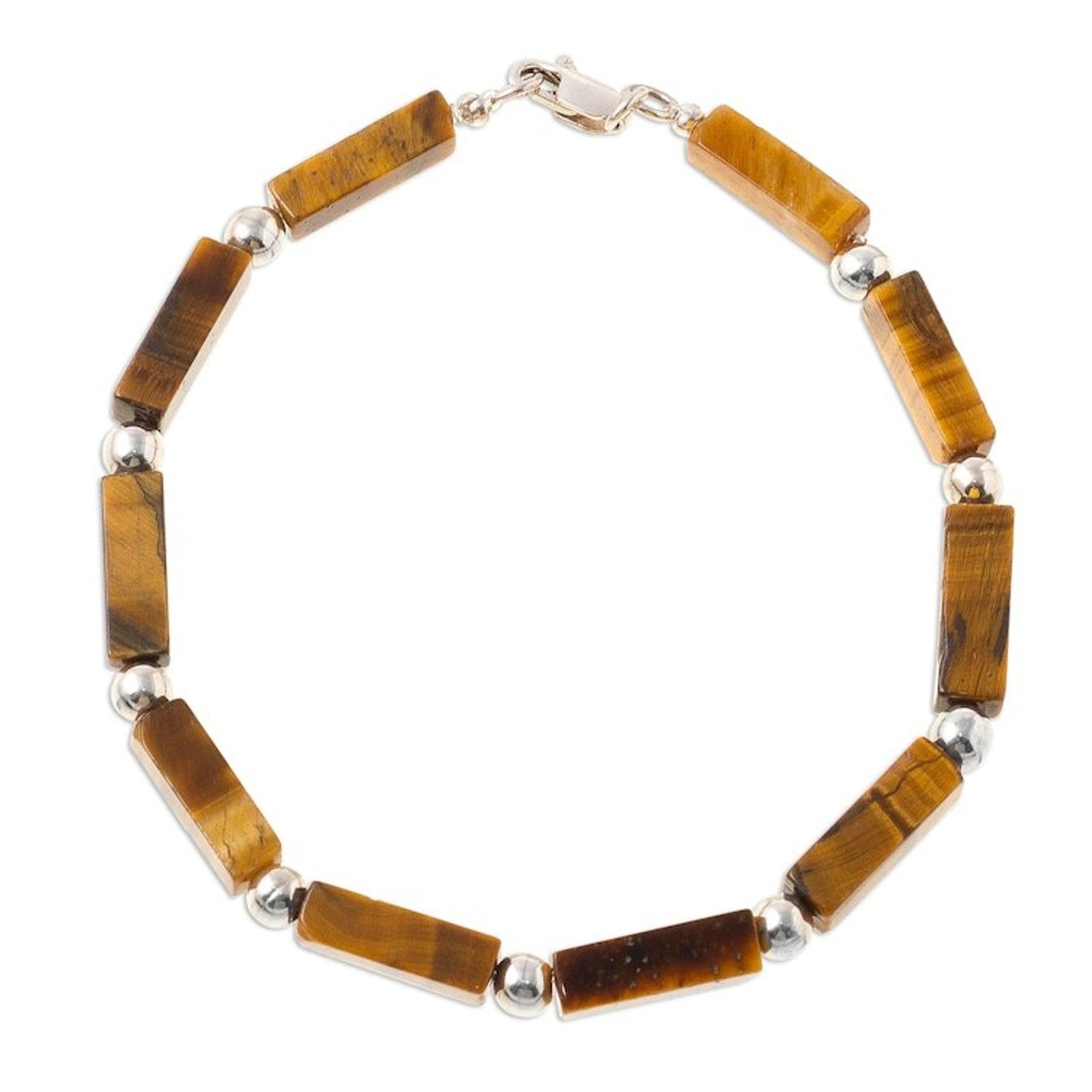 Tiger's Eye Beaded Bracelet Crafted in Peru 'Earthen Sophistication'
