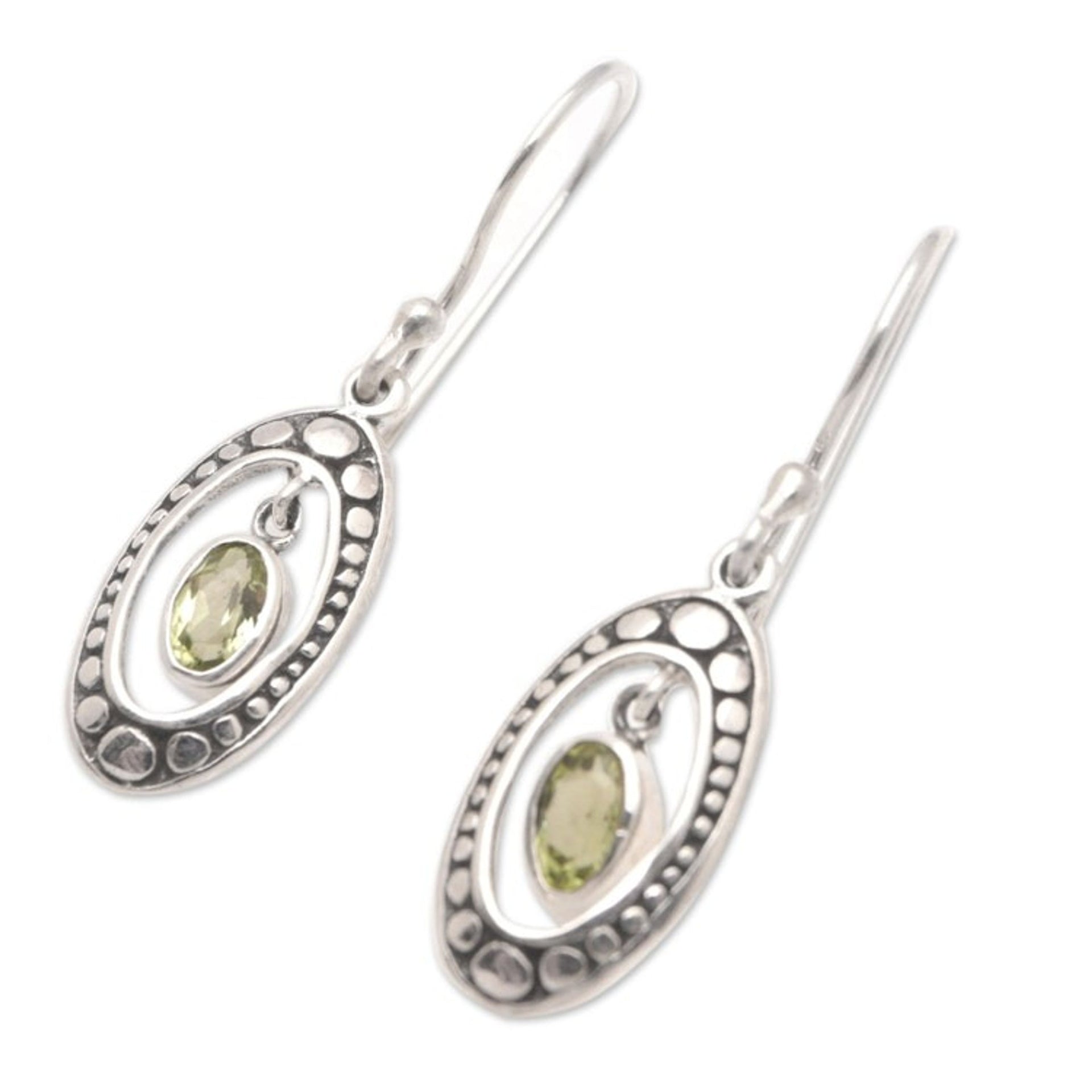 Sterling Silver and Peridot Armadillo Dangle Earrings 'Green Armadillo'