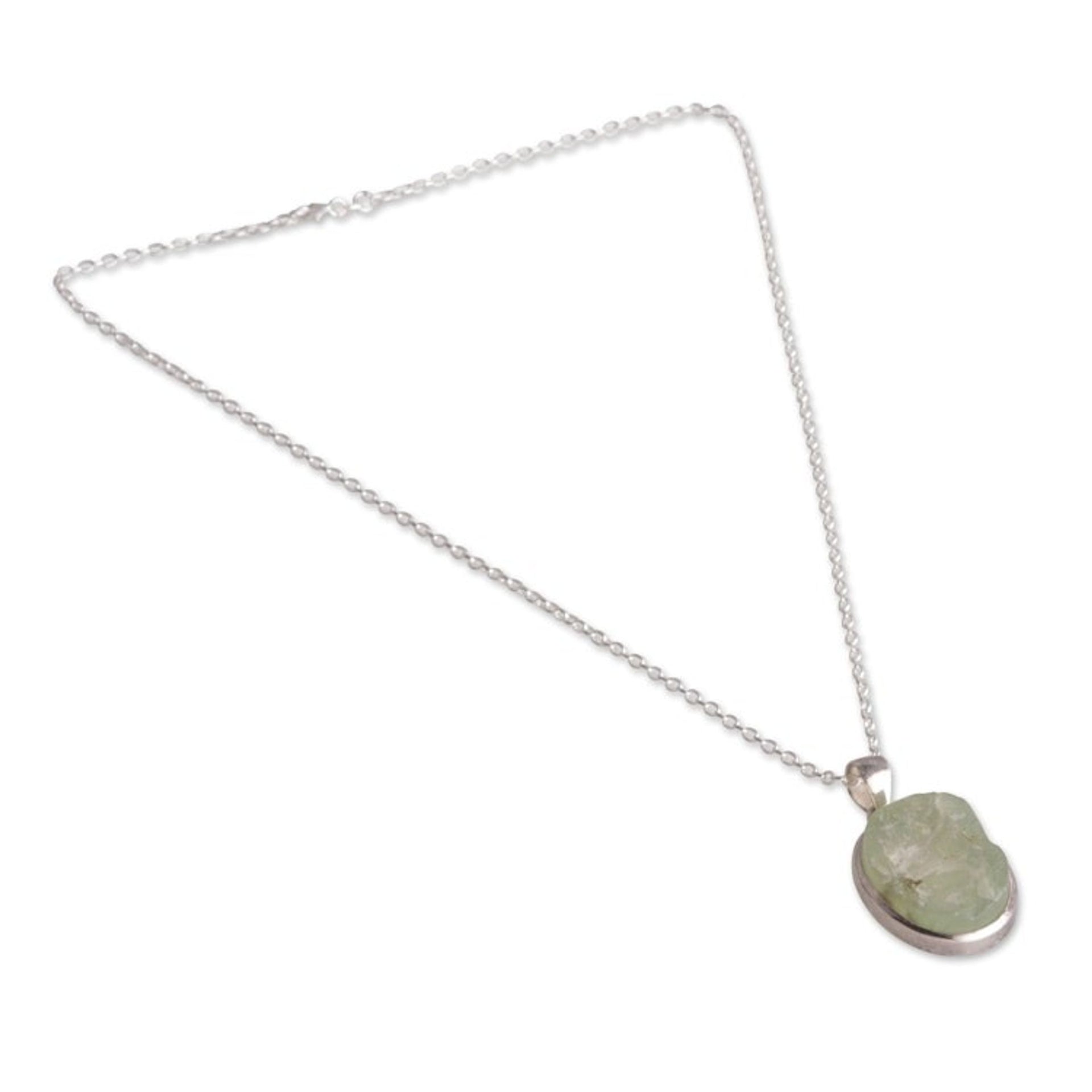 Sterling Silver Necklace with Freeform Apatite Pendant 'Learning Spirit'