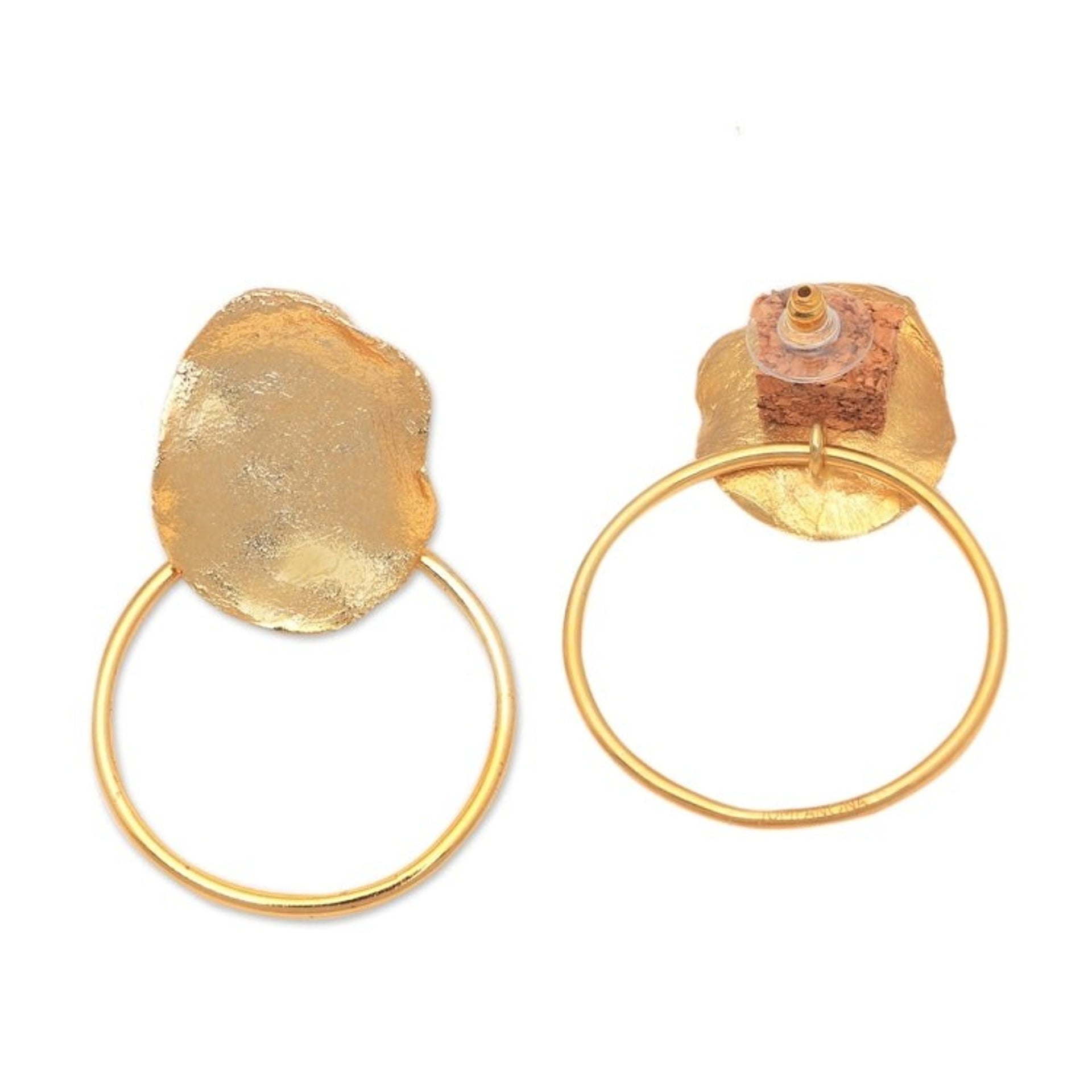 Abstract 18k Gold-Plated Brass Dangle Earrings from Bali 'Abstract Orbit'