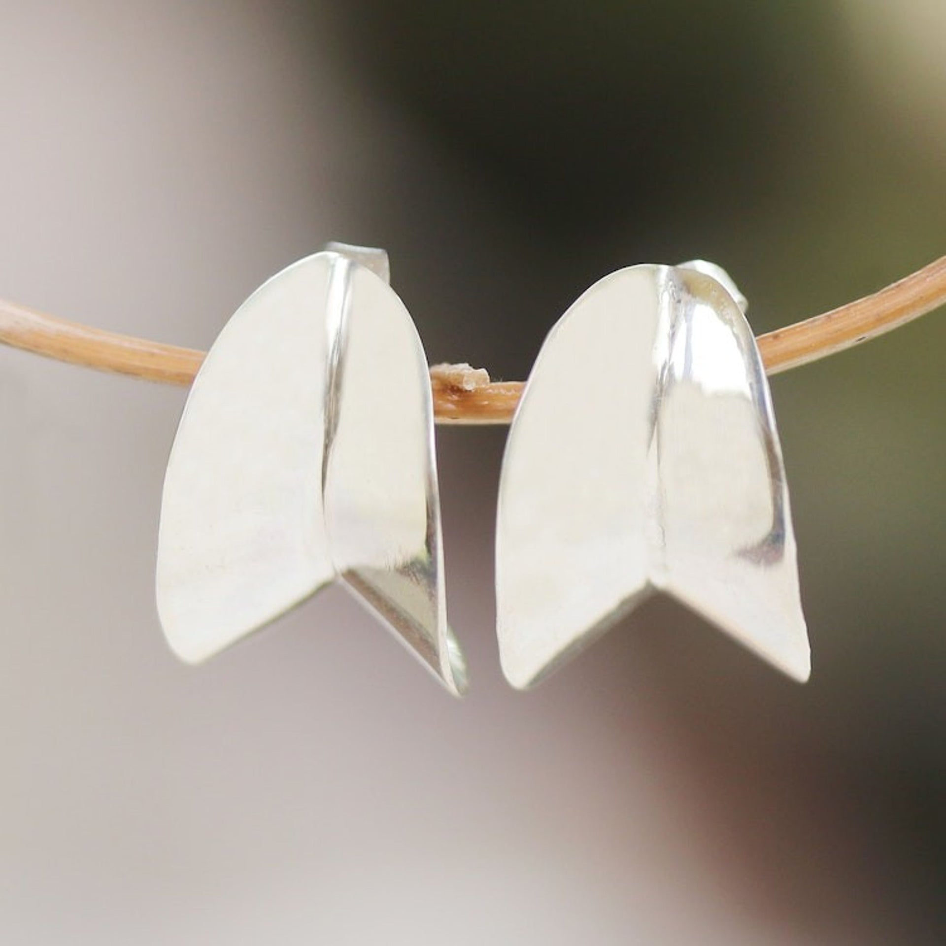 Modern Sterling Silver Half-Hoop Earrings from Bali 'Split Decision'