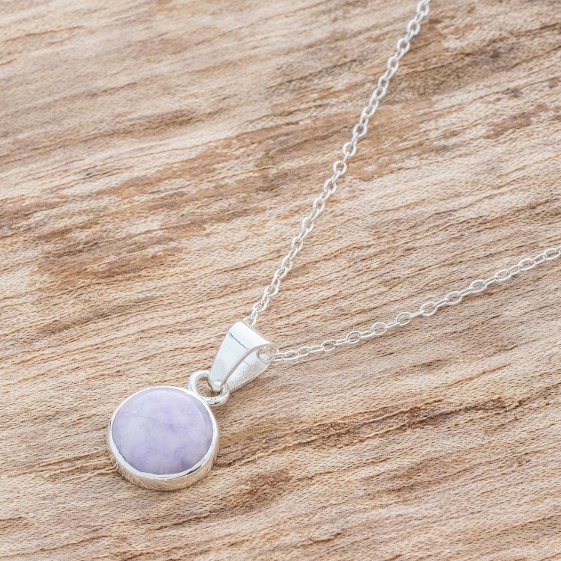 Lilac Jade Necklace from Guatemala 'Memorable Moon in Lilac'