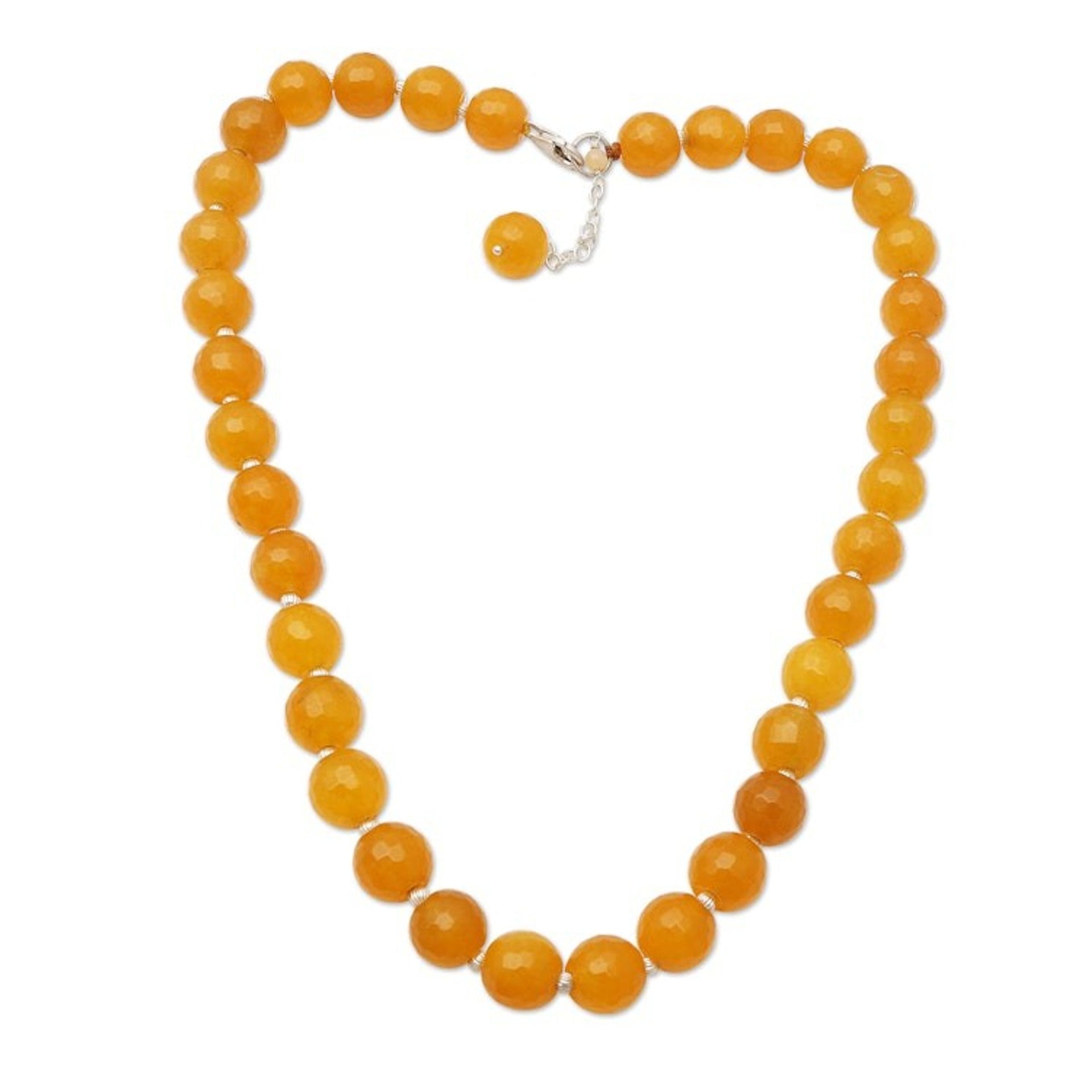 Sterling Silver and Orange Agate Beaded Necklace 'Evening Cocktail in Orange'