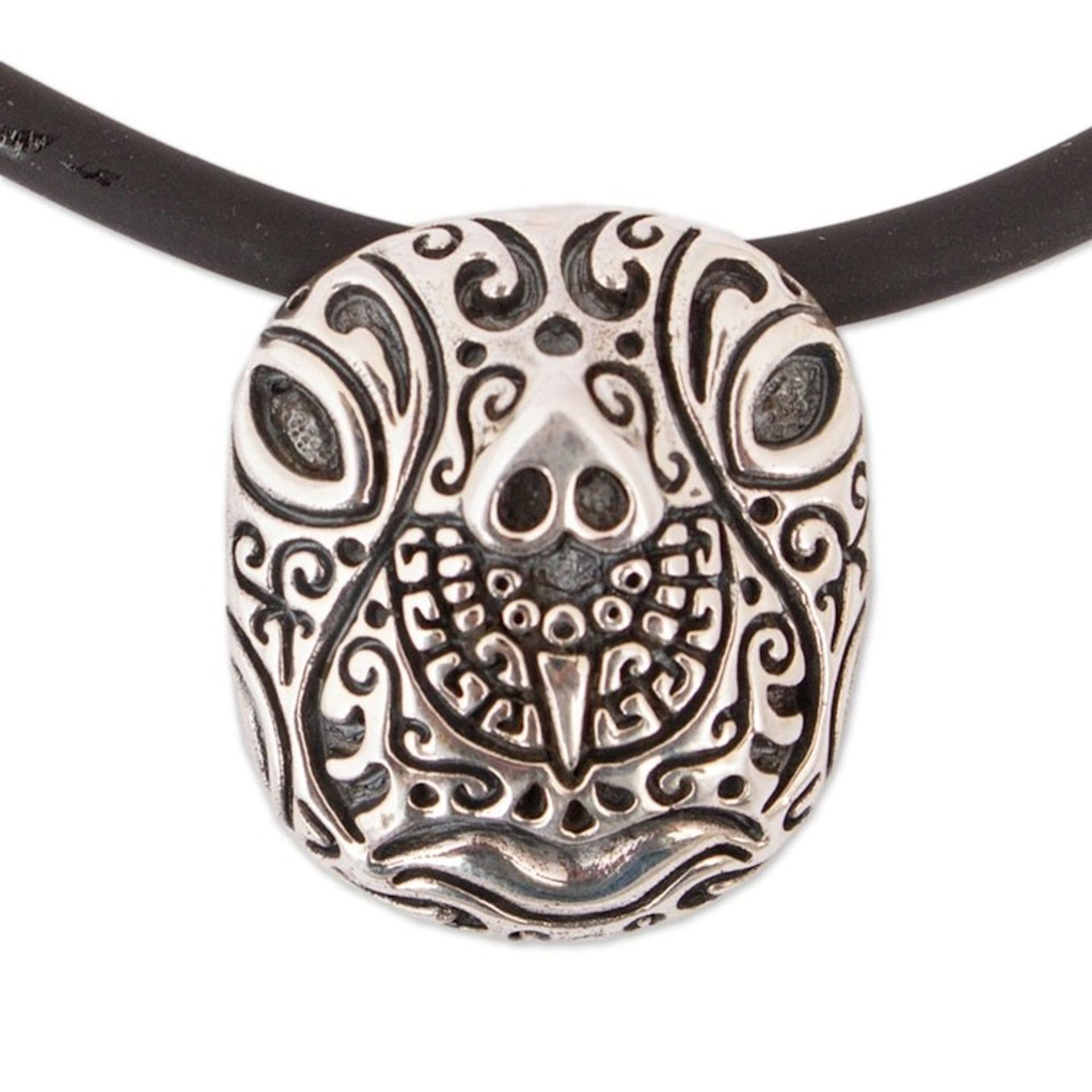 Sterling Silver Tortoise Pendant Necklace from Mexico 'Stylized Tortoise'