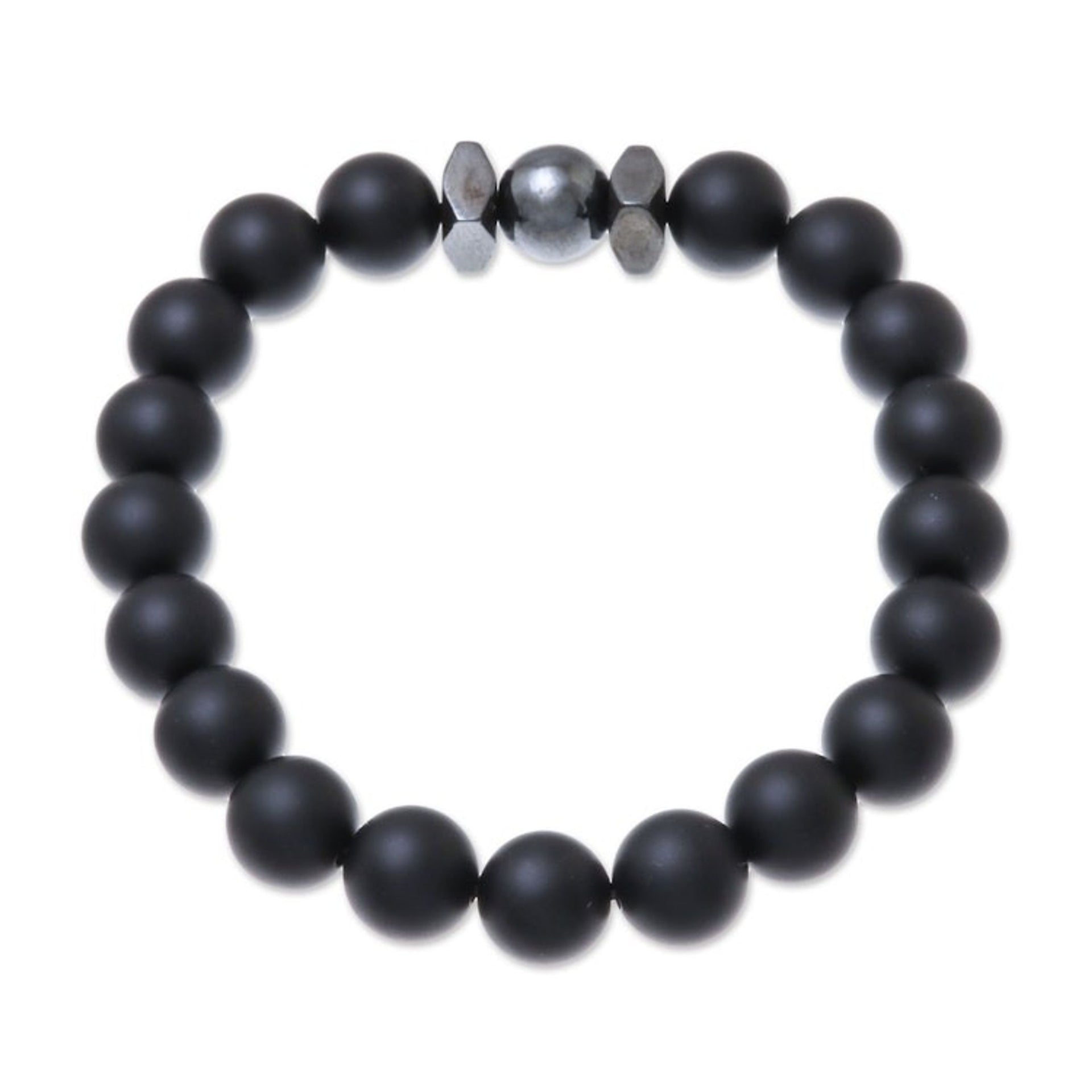 Black Onyx Beaded Stretch Bracelet from Thailand 'Black Sky'