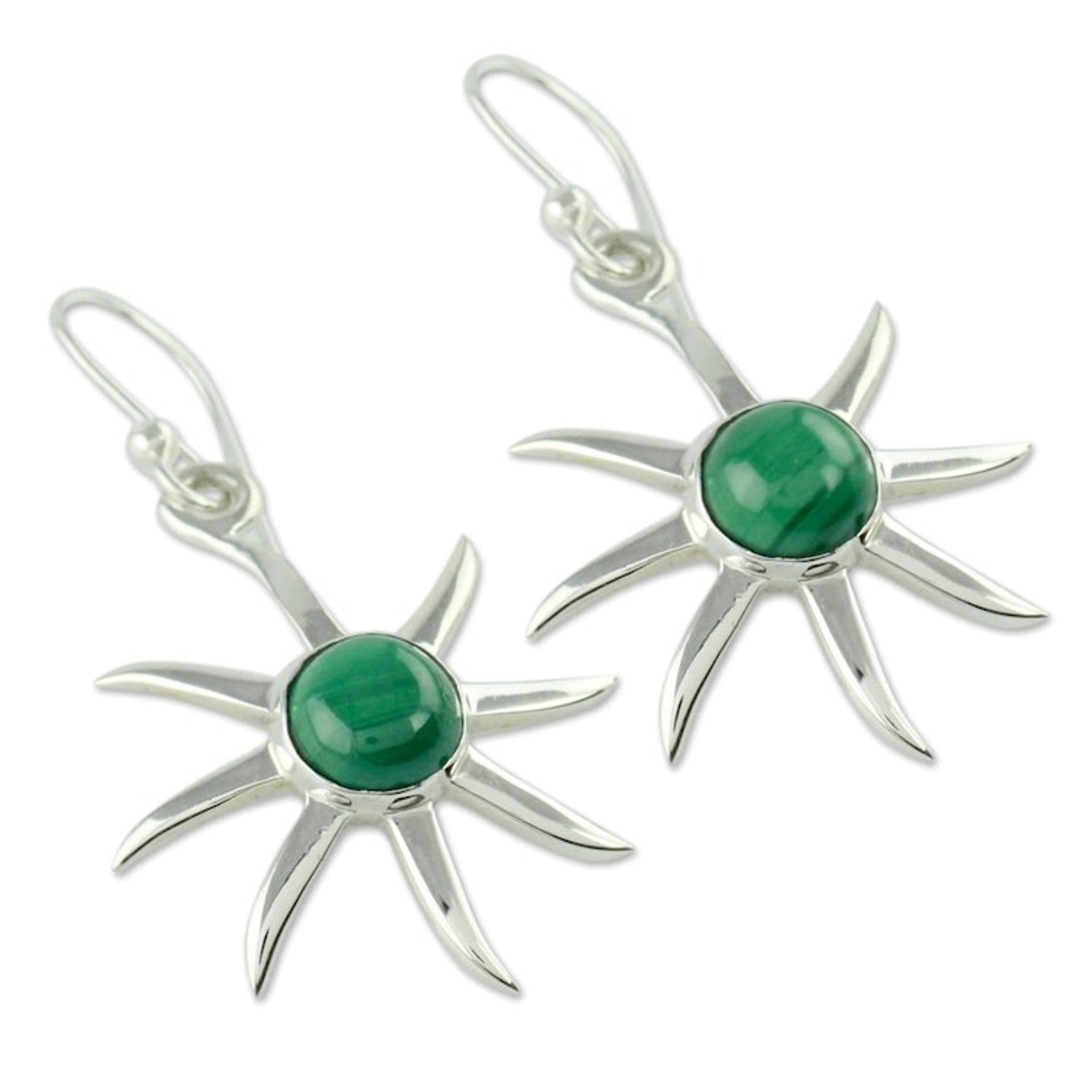 Malachite dangle earrings 'Verdant Sun'