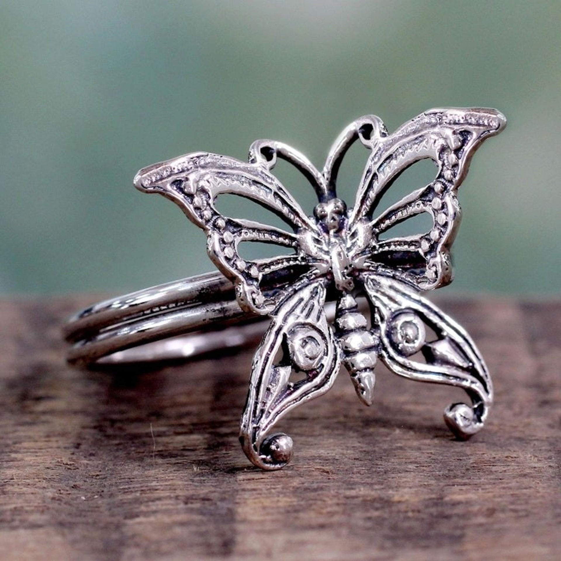 Sterling Silver Cocktail Ring from India Fair Trade Jewelry 'Butterfly'