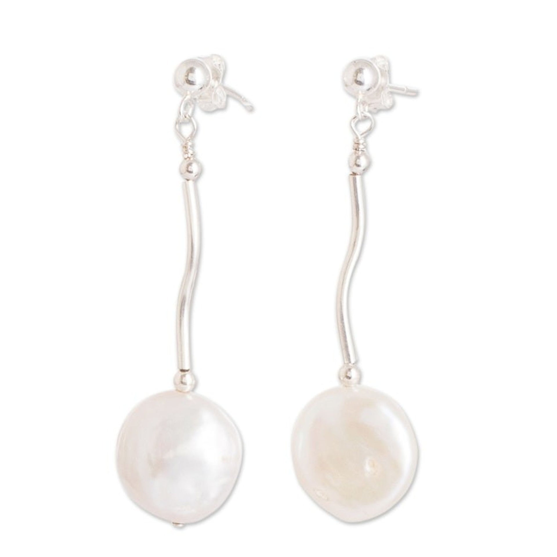 Sterling Silver Dangle Earrings with Cultured Pearls 'Treasure of the Depths'