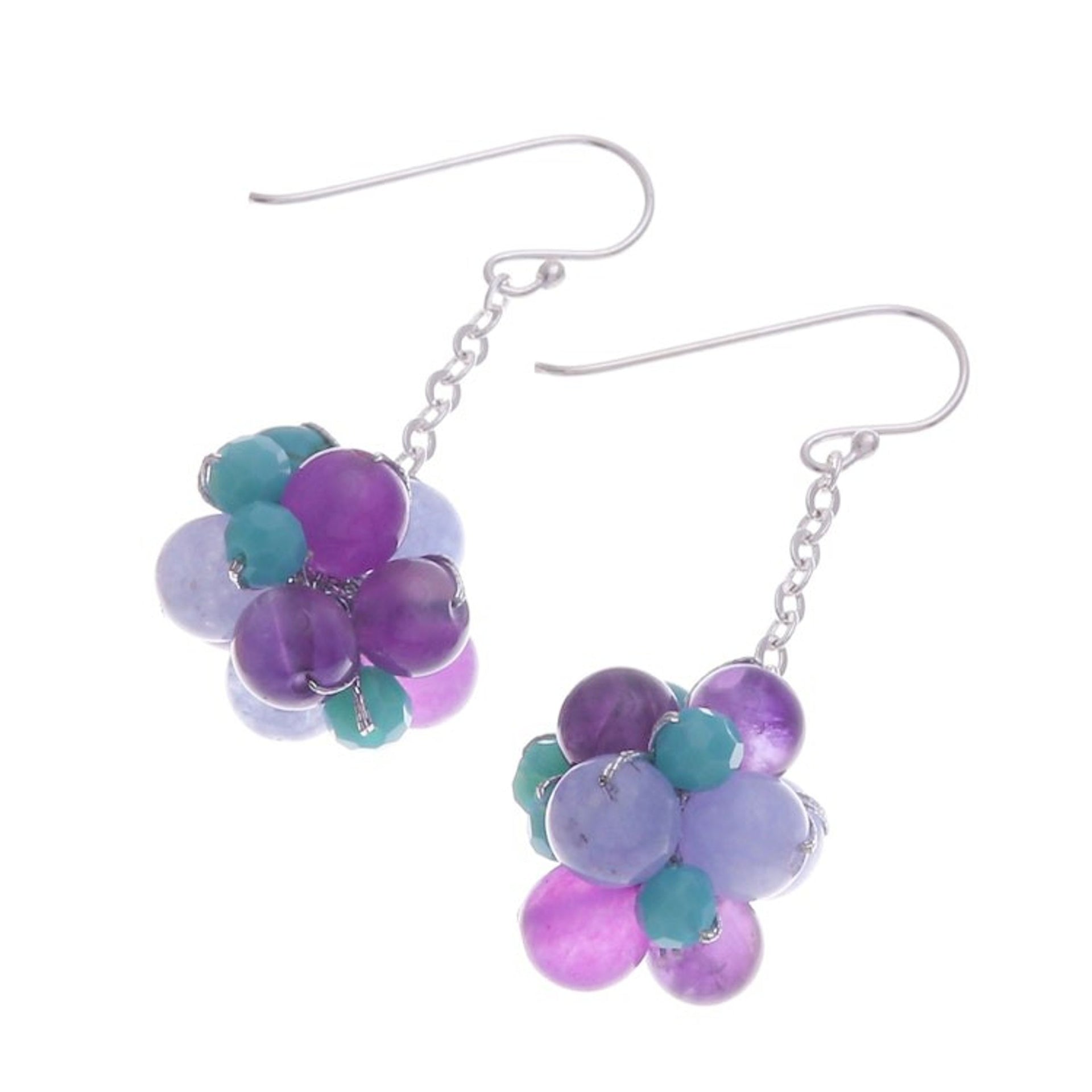 Multi-Gemstone Cluster Dangle Earrings in a Vibrant Palette 'Vibrant Feelings'