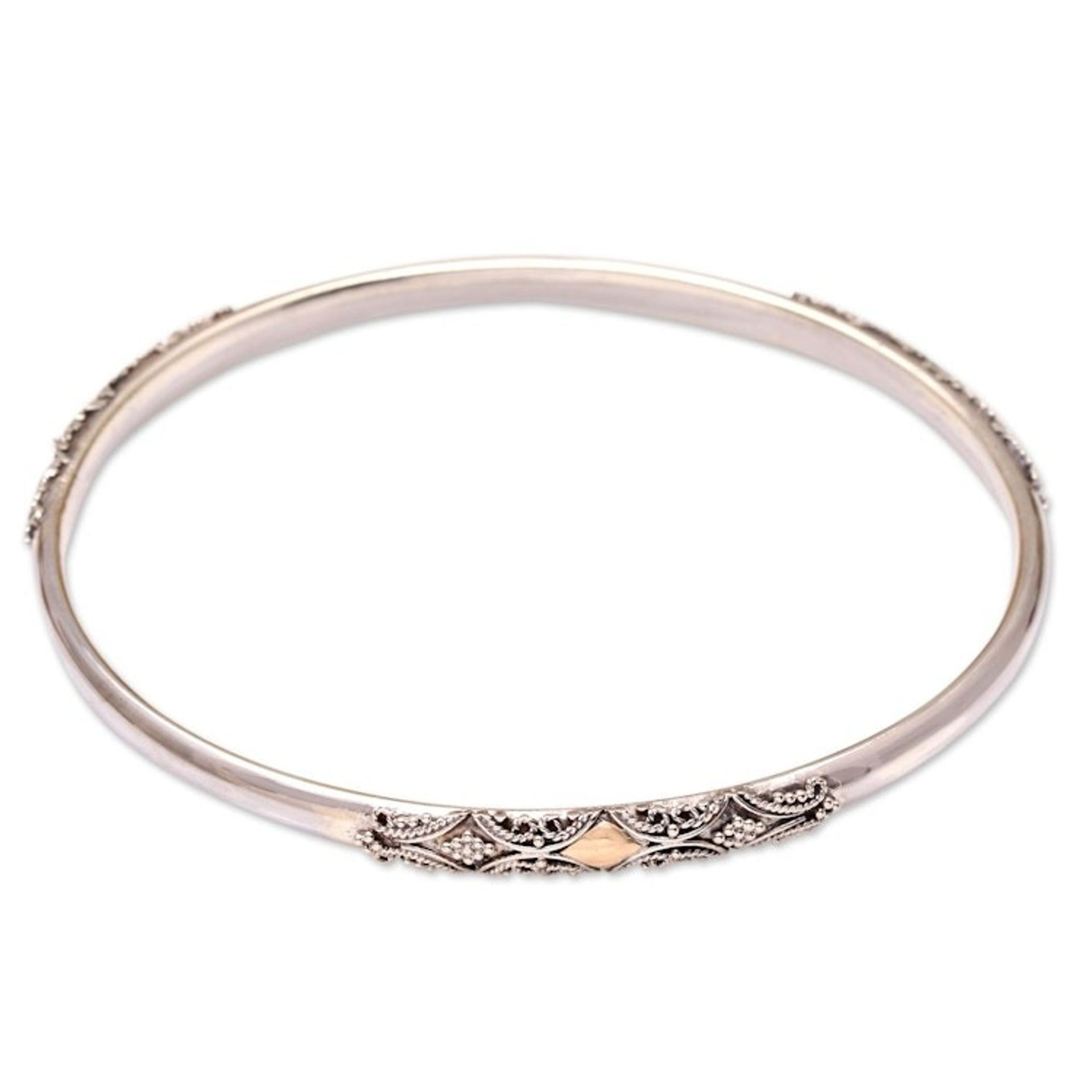 Hand Made Gold-Accented Bangle Bracelet 'Rolling Hills'