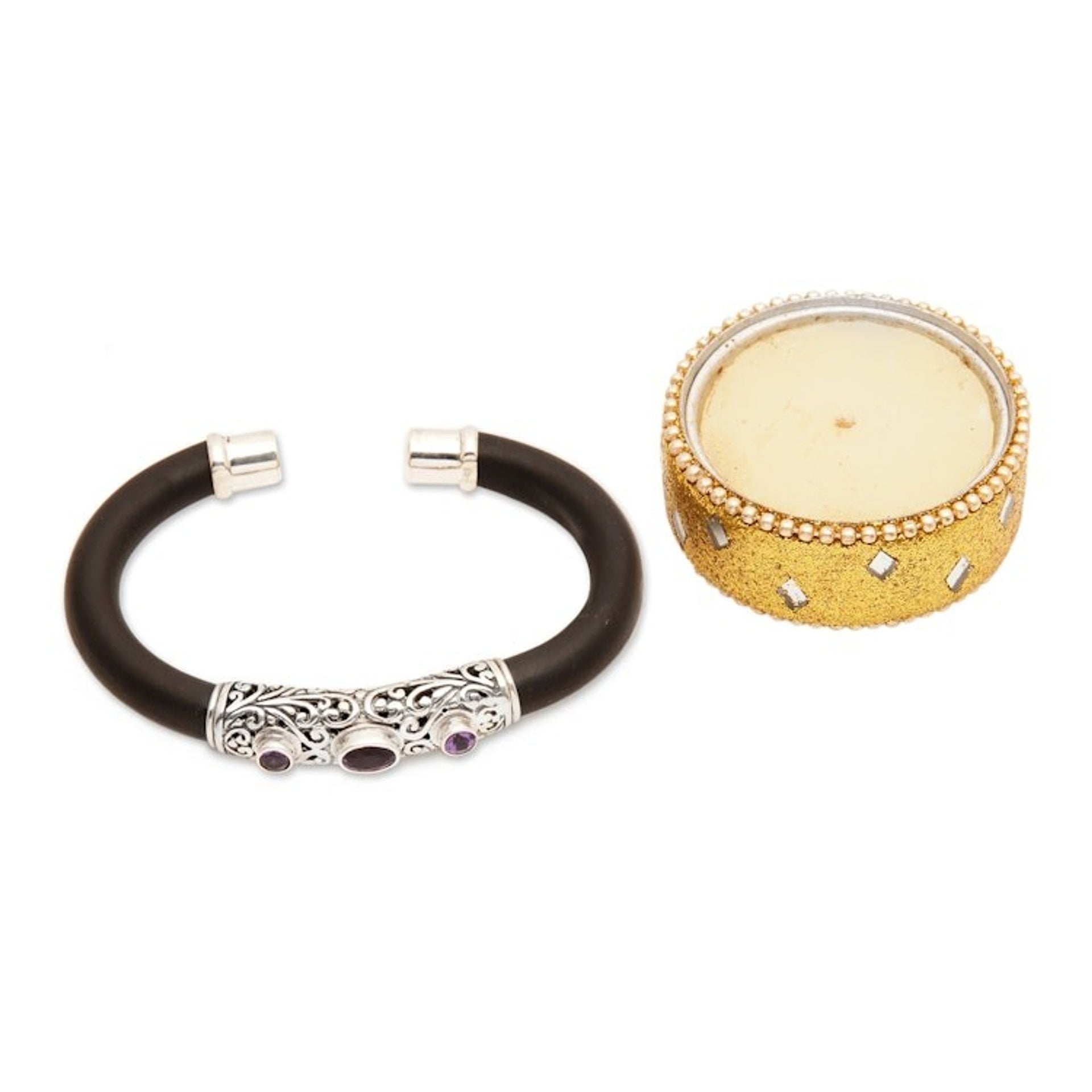 Sterling Silver Amethyst Cuff Bracelet from Indonesia 'Untouched Purple'