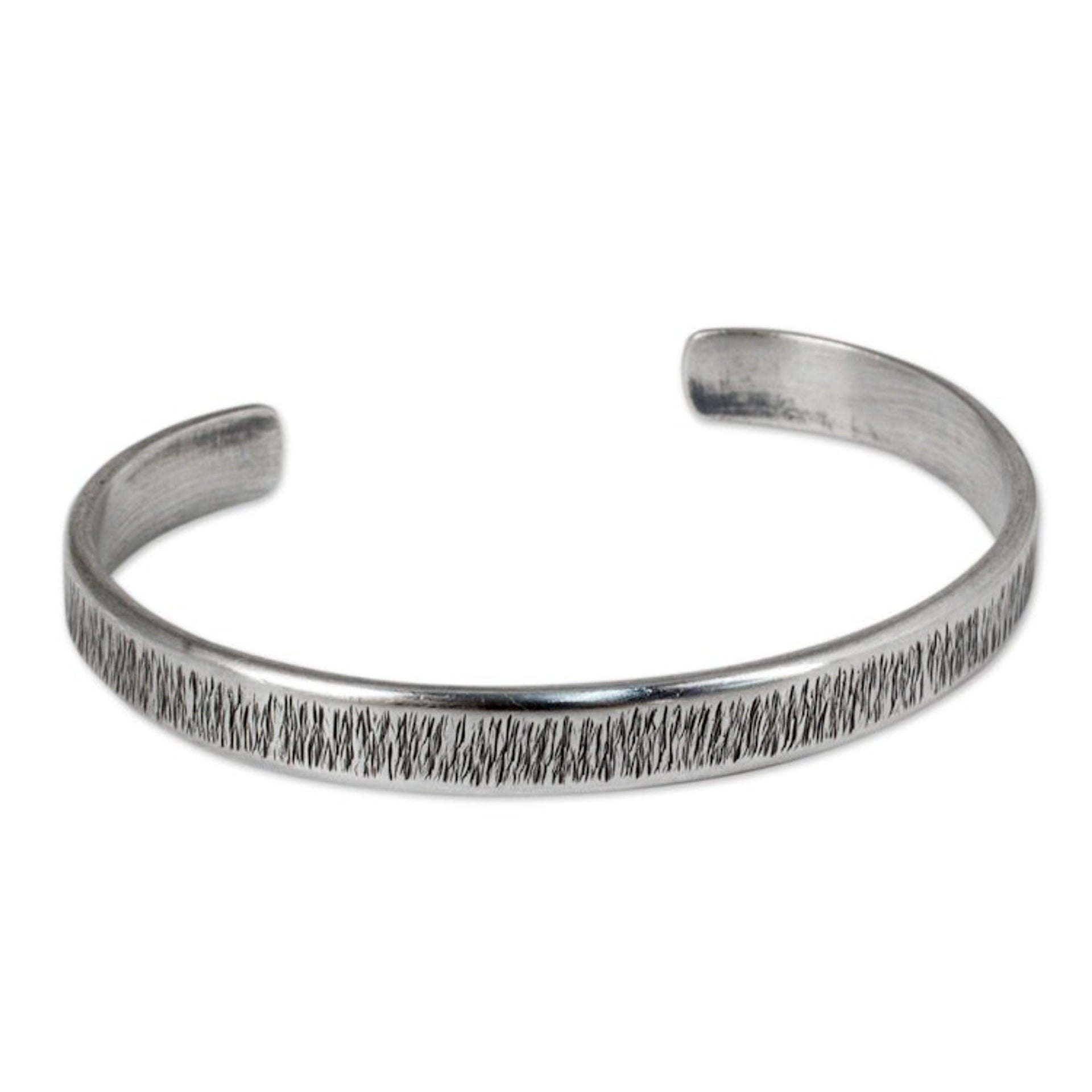 Free Trade Cuff Bracelet Sterling Silver from Thailand 'Gentle Sea Grass'