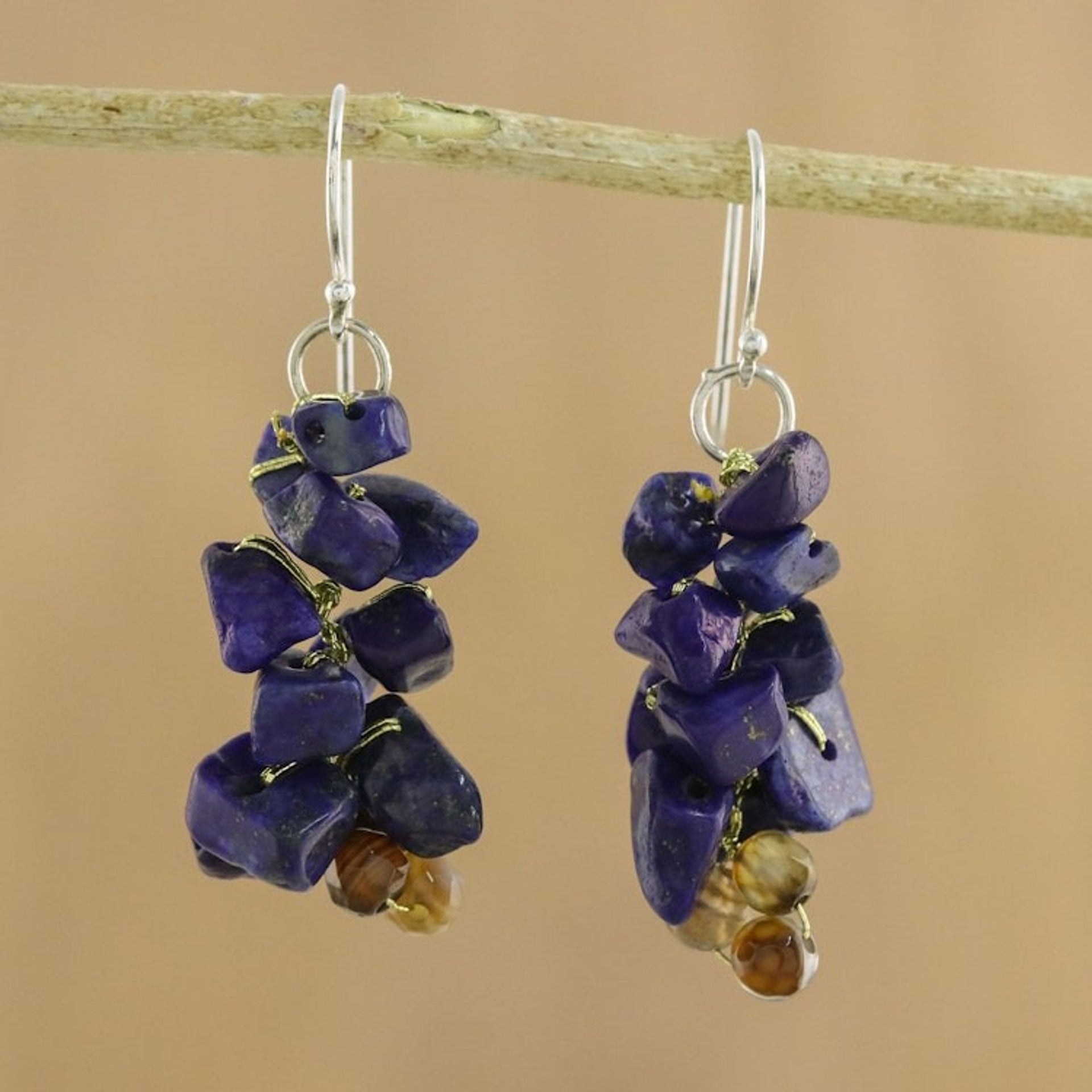 Artisan Jewelry Lapis Lazuli Dangle Earrings 'Afternoon Blue'