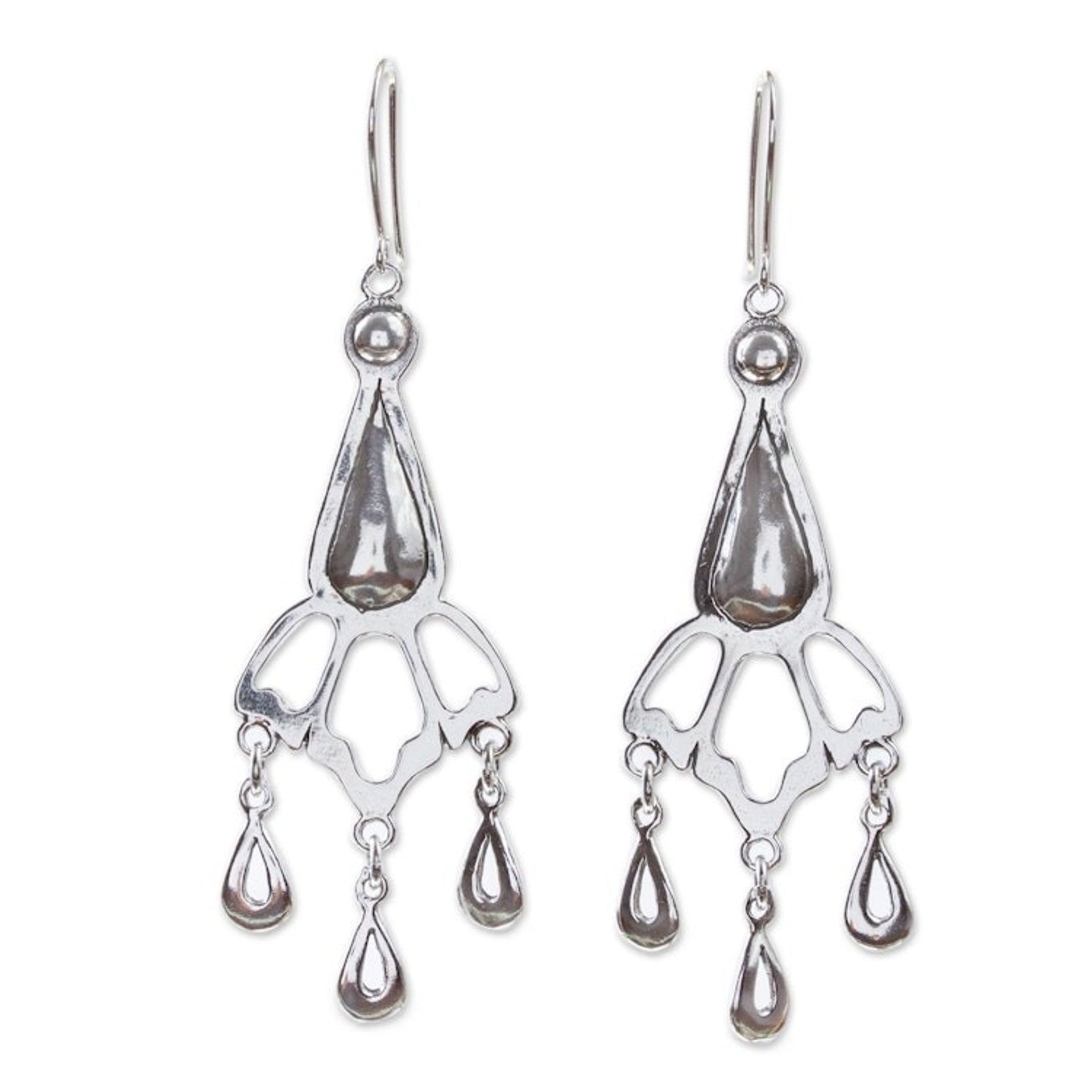 Artisan Crafted Sterling Silver Chandelier Earrings 'Constancy'