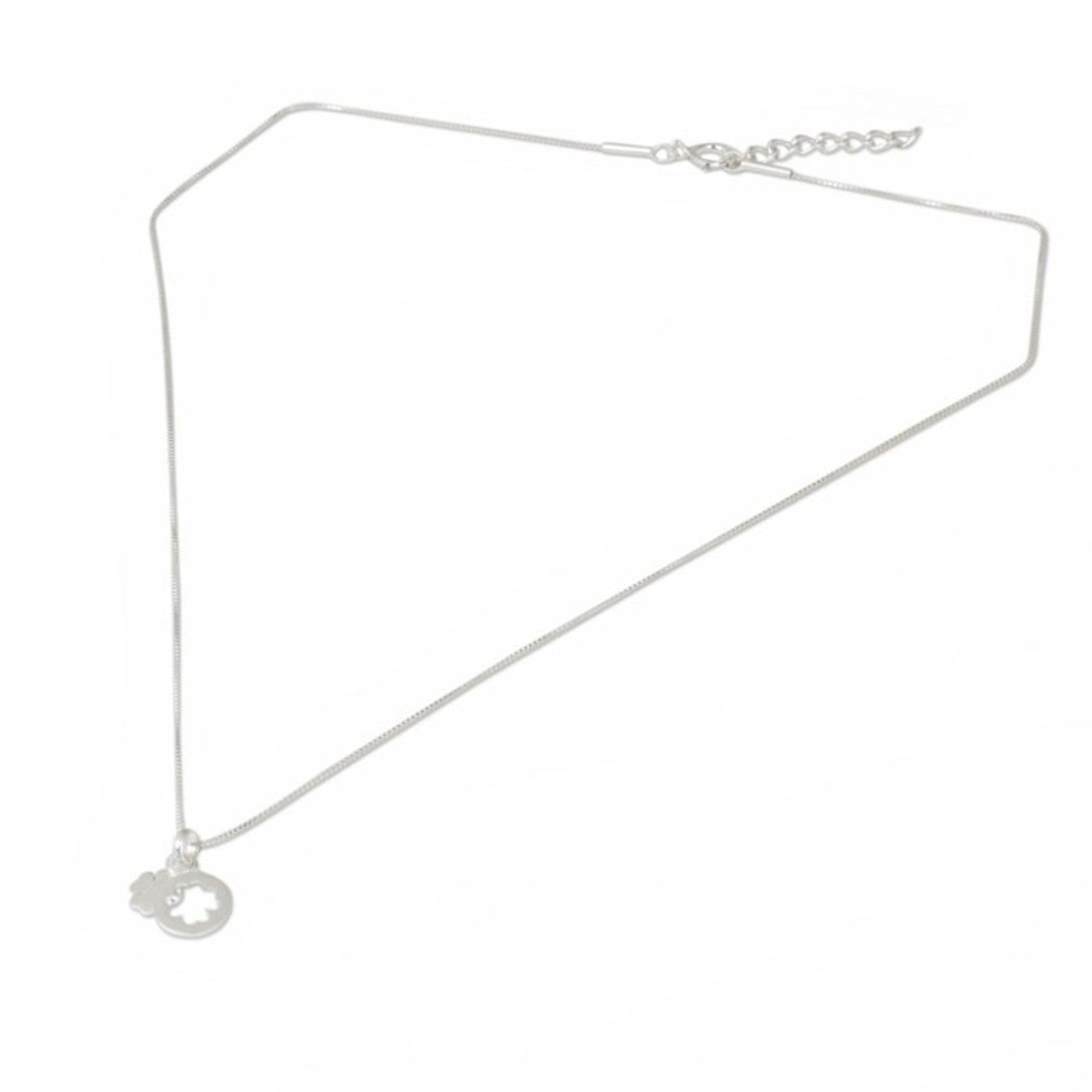 Thai Brushed Sterling Silver Lucky Clover Pendant Necklace 'Four Leaf Clover'