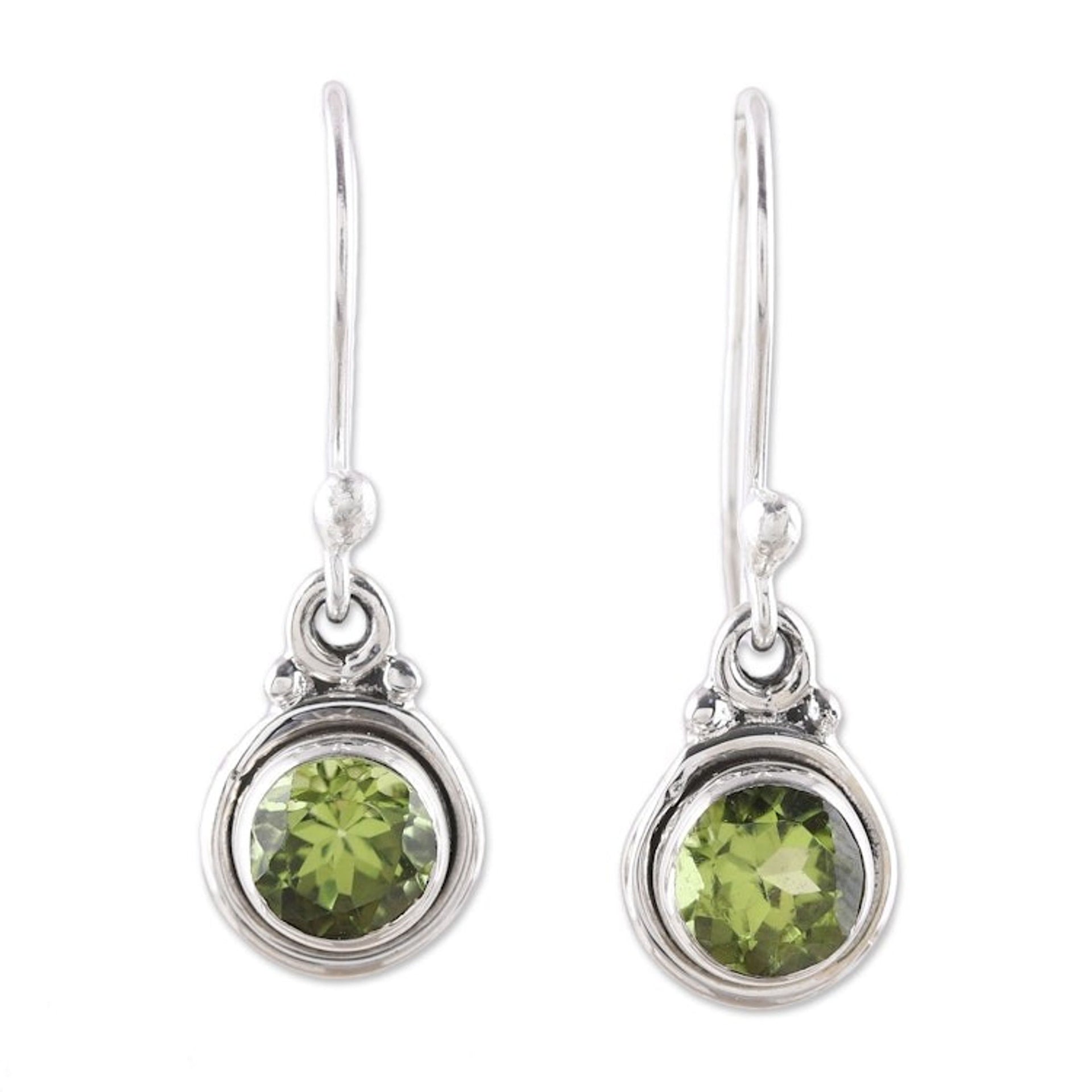 4.5-Carat Peridot Dangle Earrings from India 'Glistening Circles'