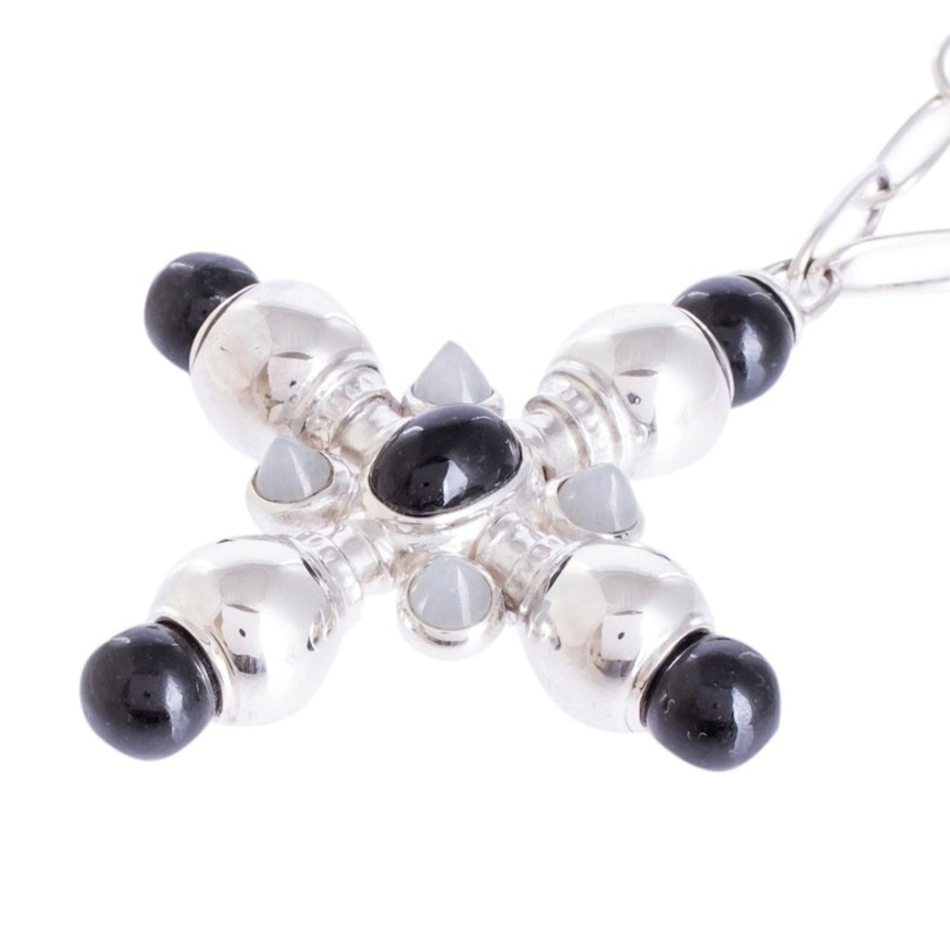 Black and Ice Jade Pendant on a Sterling Silver Chain 'Coal and Ice'