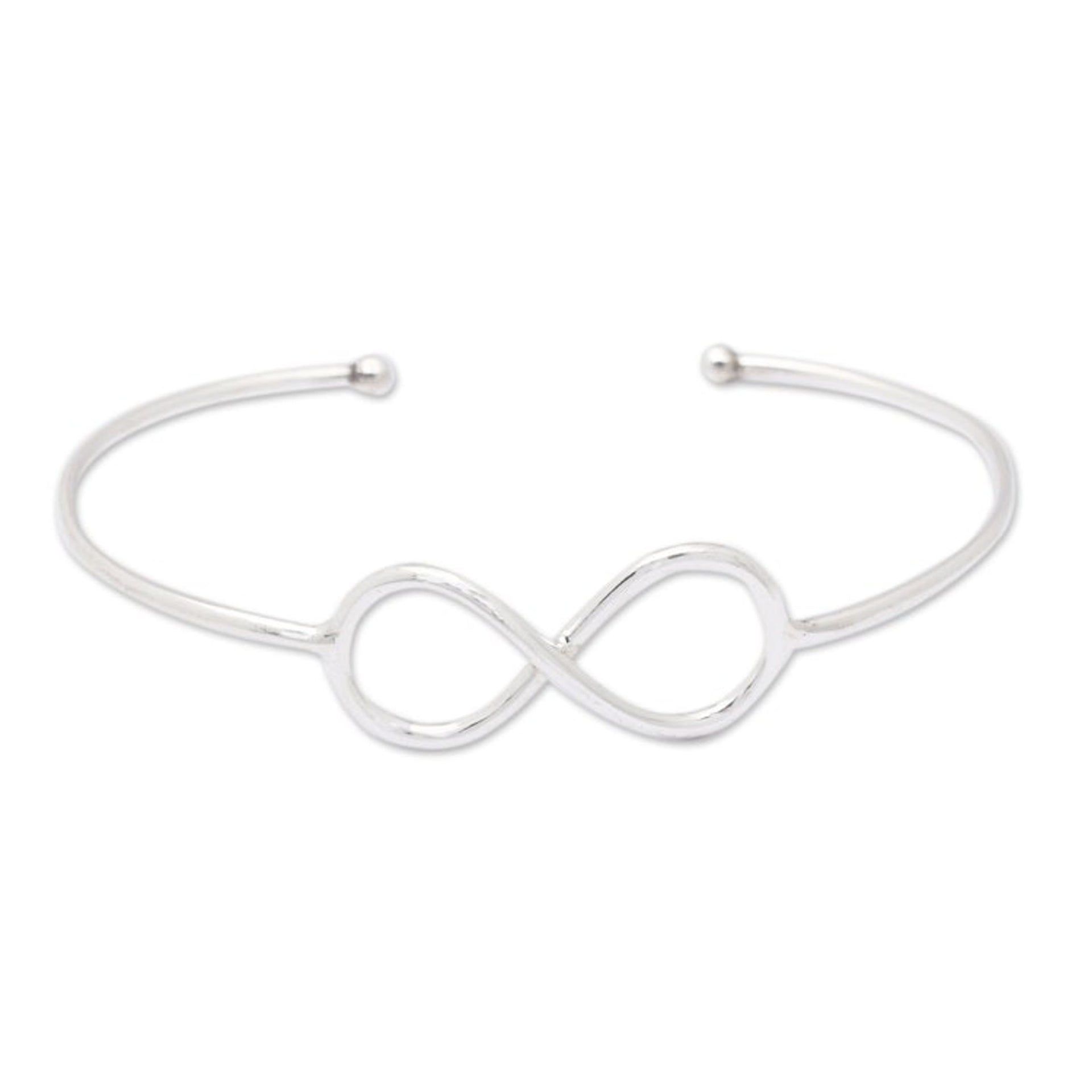 Minimalist Infinity Symbol Sterling Silver Cuff Bracelet 'Infinite Globe-Trotting'