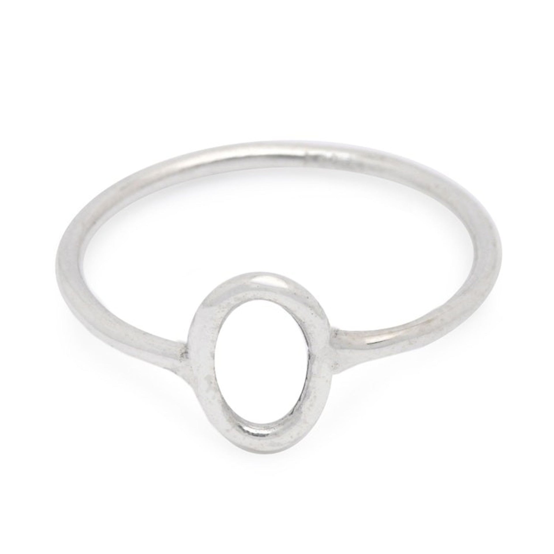 Oval Modern Geometric Polished Silver Band Ring from Bali 'Ovoid Glam'