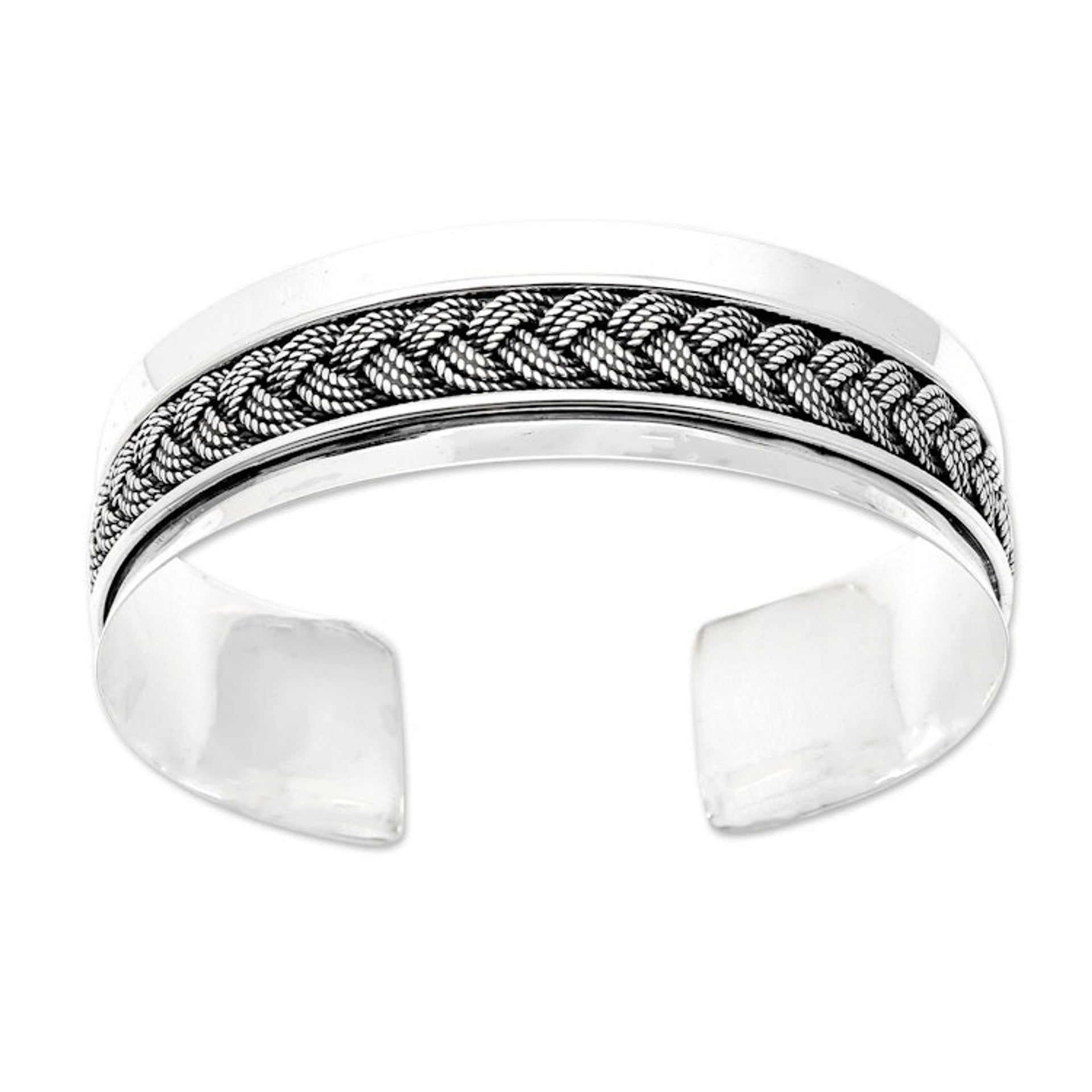 Sterling Silver Cuff Bracelet with Balinese Knot Details 'Queen's Knots'