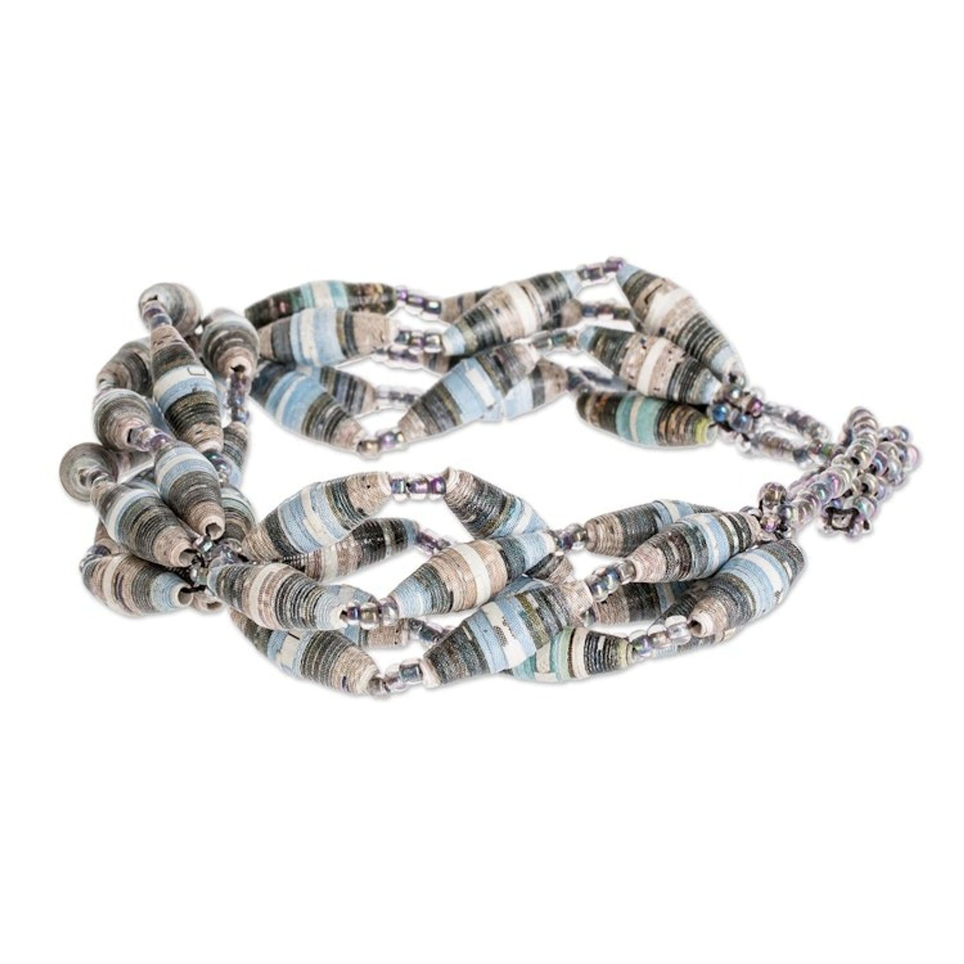 Eco-Friendly Beaded Link Bracelet 'Eco Spiral in Twilight'