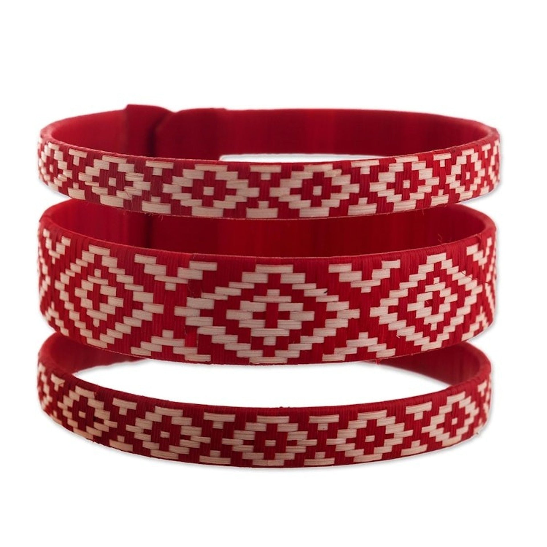 Handwoven Natural Fiber Cuff Bracelet 'Soul of Fire'