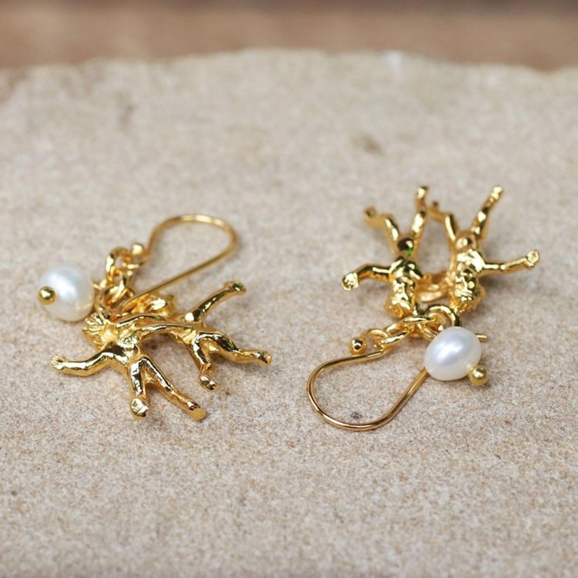 Gold Plated Cultured Pearl Gemini Earrings from Thailand 'Radiant Gemini'