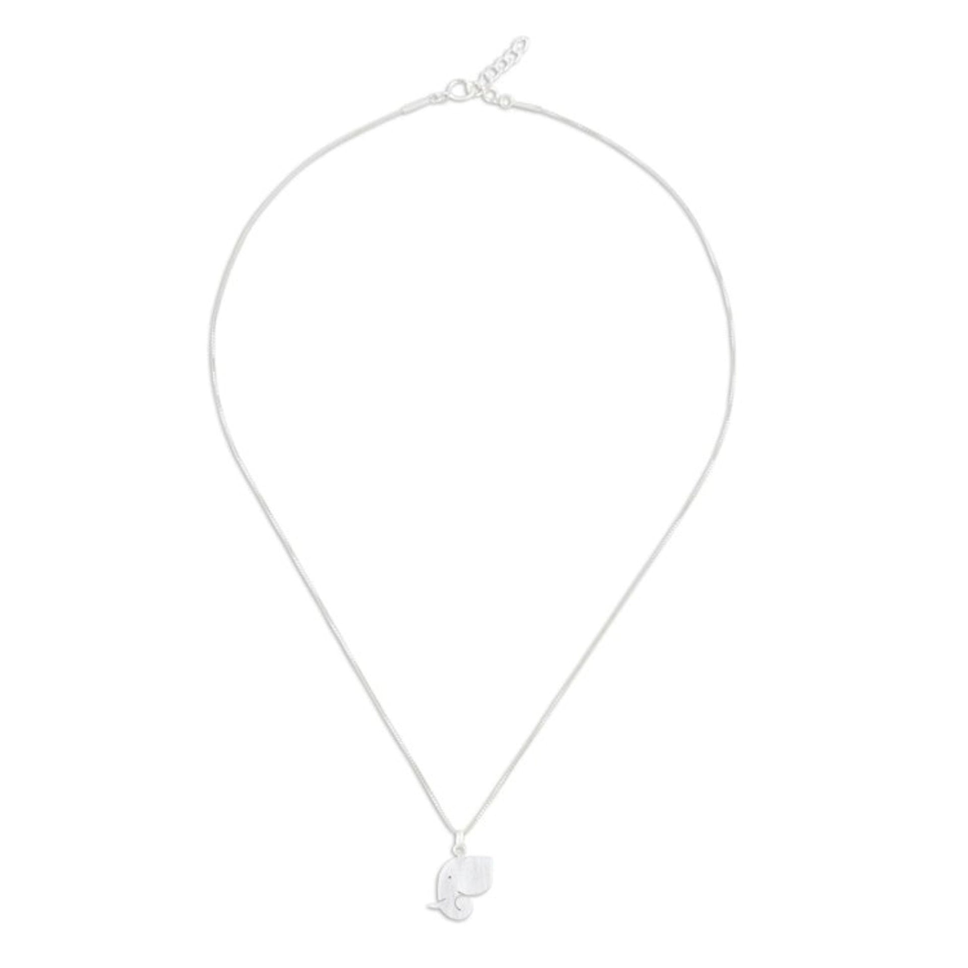 Sterling Silver Elephant Pendant Necklace from Thailand 'Looking Forward'