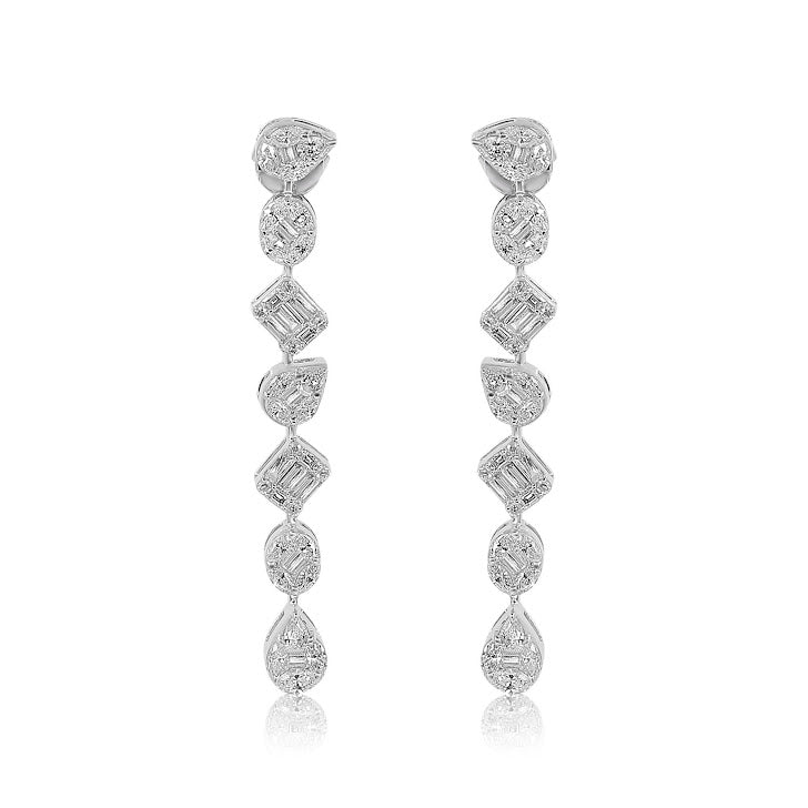Gold Illusion Diamond Fancy Drop Earrings