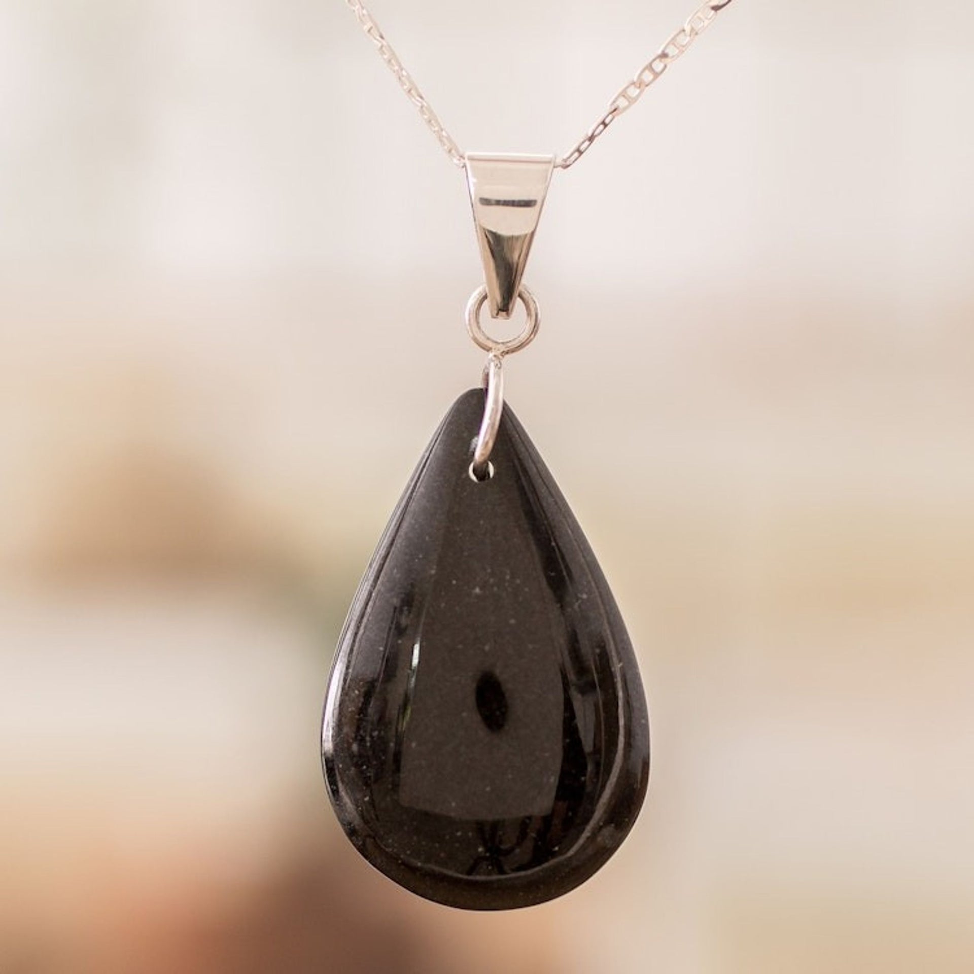 925 Silver Green Black Jade Double-Sided Pendant Necklace 'Dual-Color Shadow'