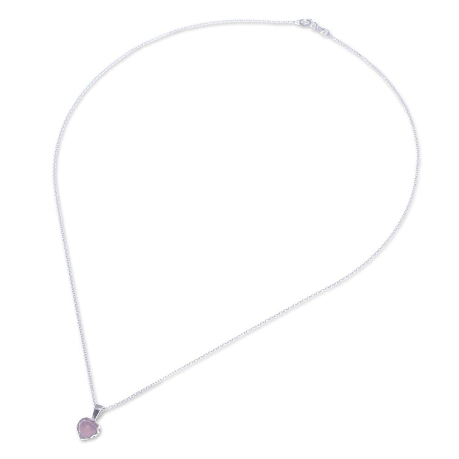 Heart-Shaped Rose Quartz Cabochon Pendant Necklace 'Heart of Kindness'