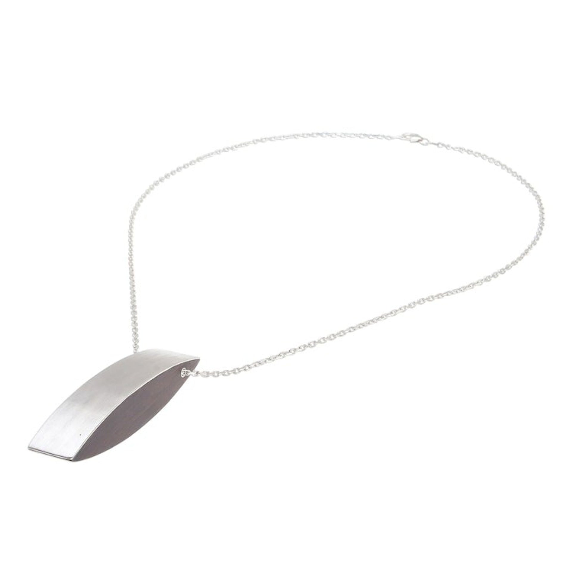 Sterling Silver and Mai Maka Wood Pendant Necklace 'Sophisticated Figure'