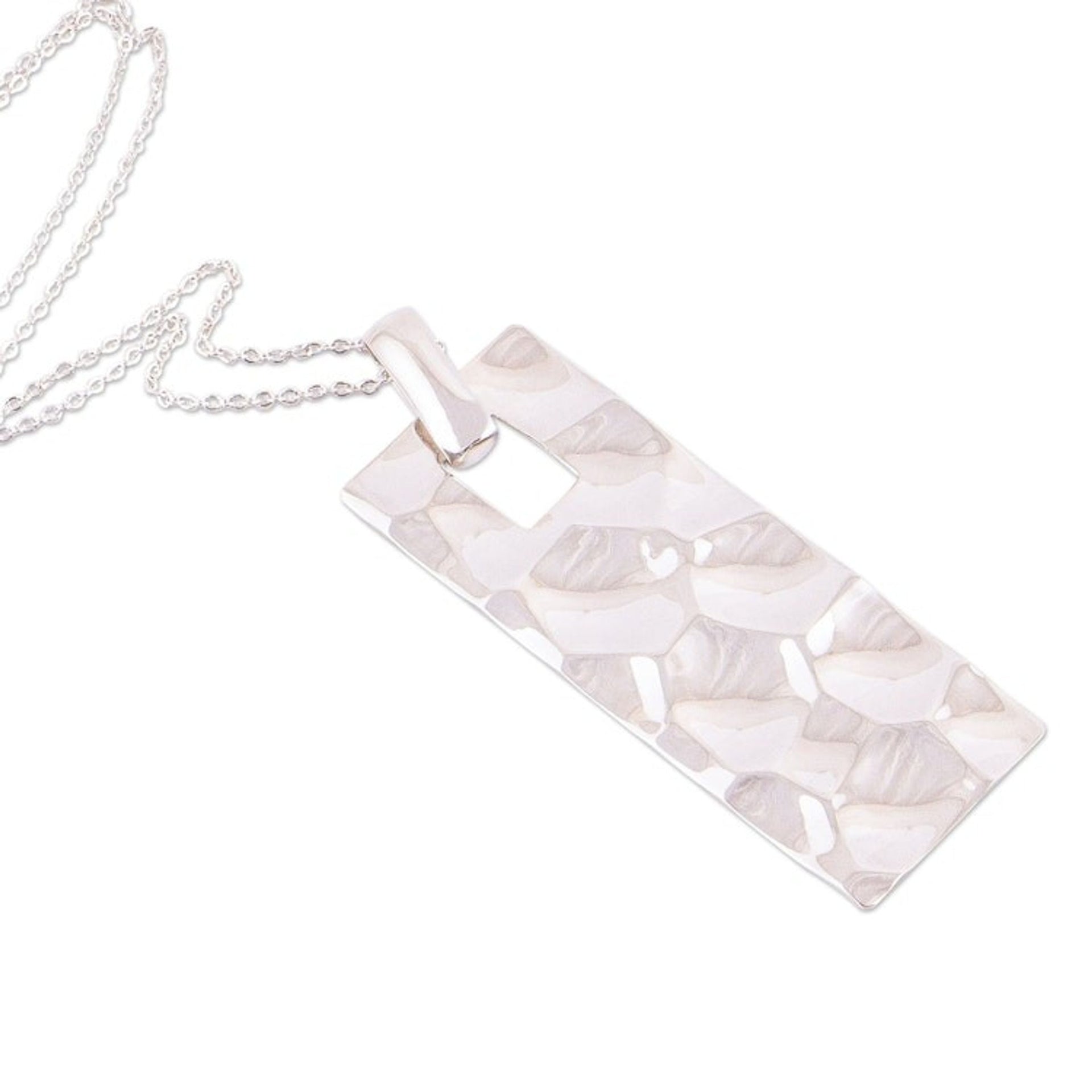 Taxco Silver Hammered Texture Pendant Necklace from Mexico 'Intriguing Textures'