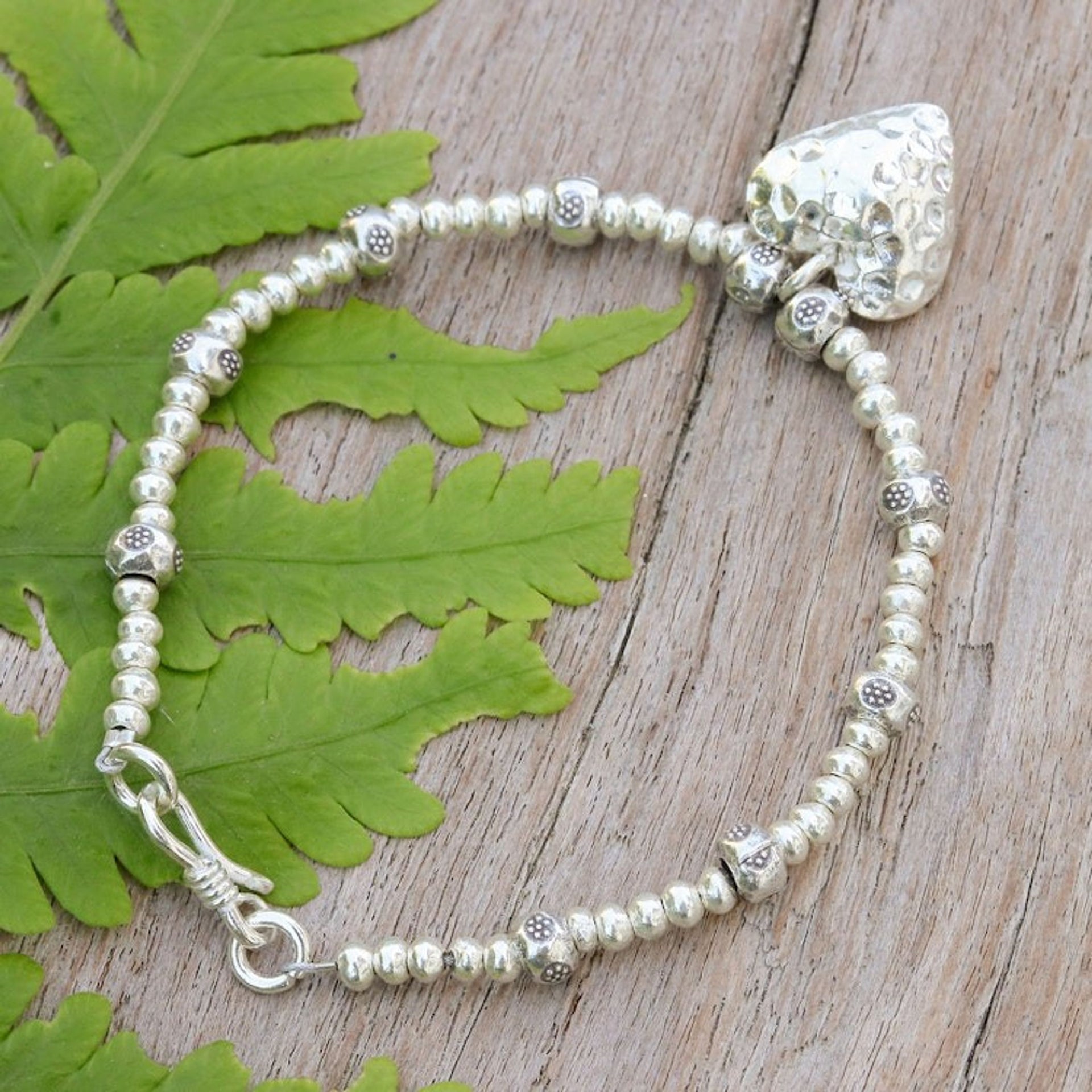 Sterling silver heart bracelet 'One Love'