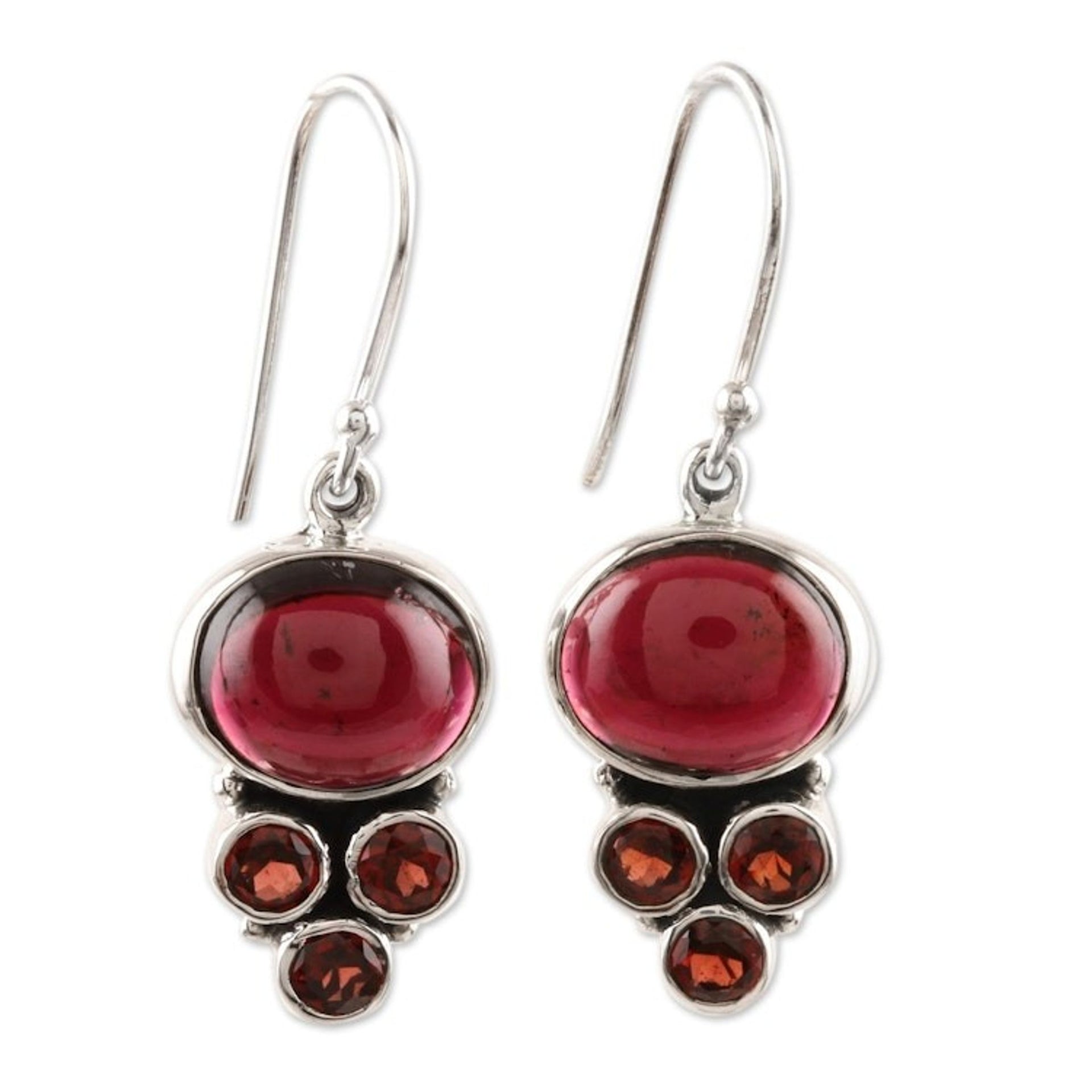 Multi-Stone Garnet Dangle Earrings 'Old Flame'