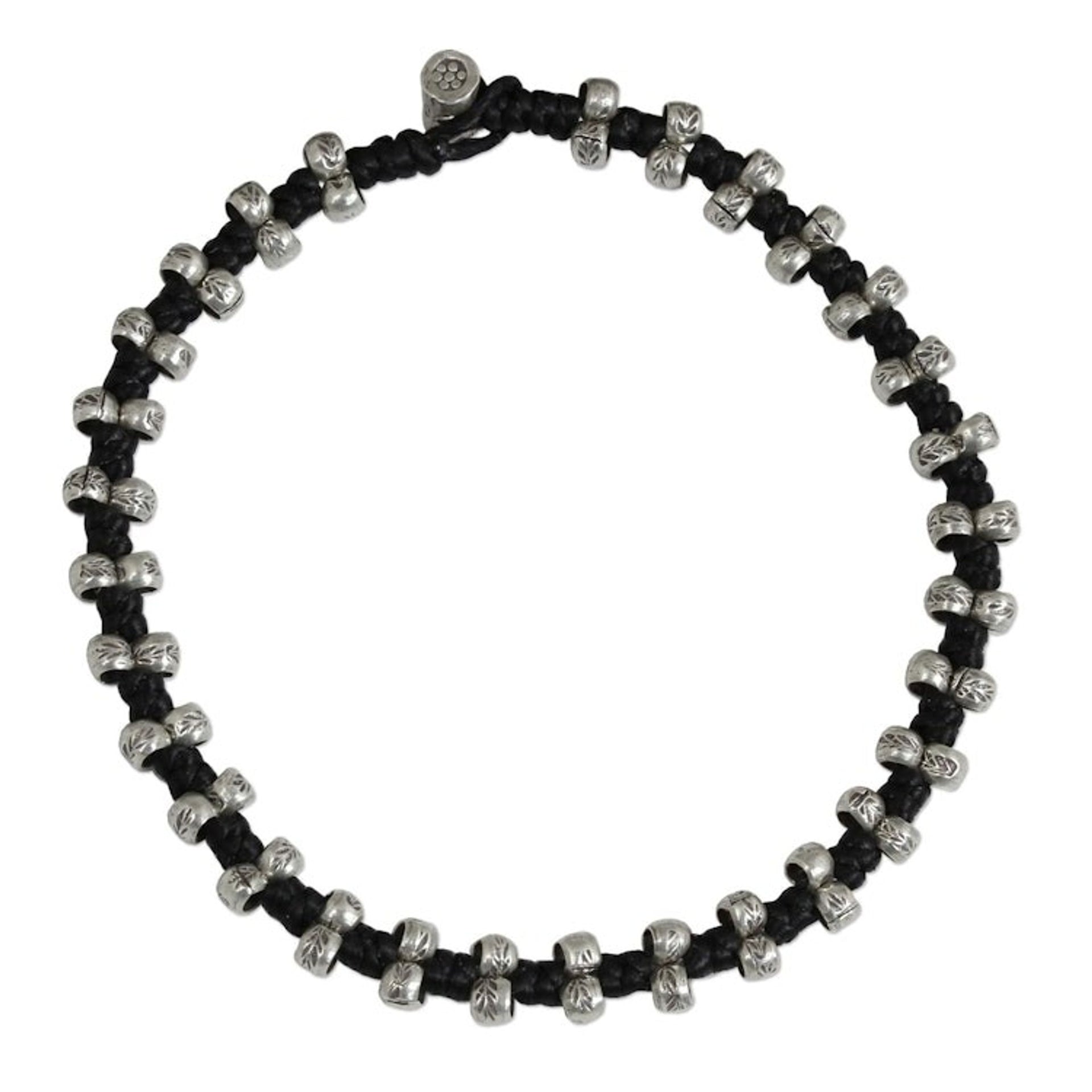 Hill Tribe Silver Accent Wristband Bracelet from Thailand 'Karen Stars'