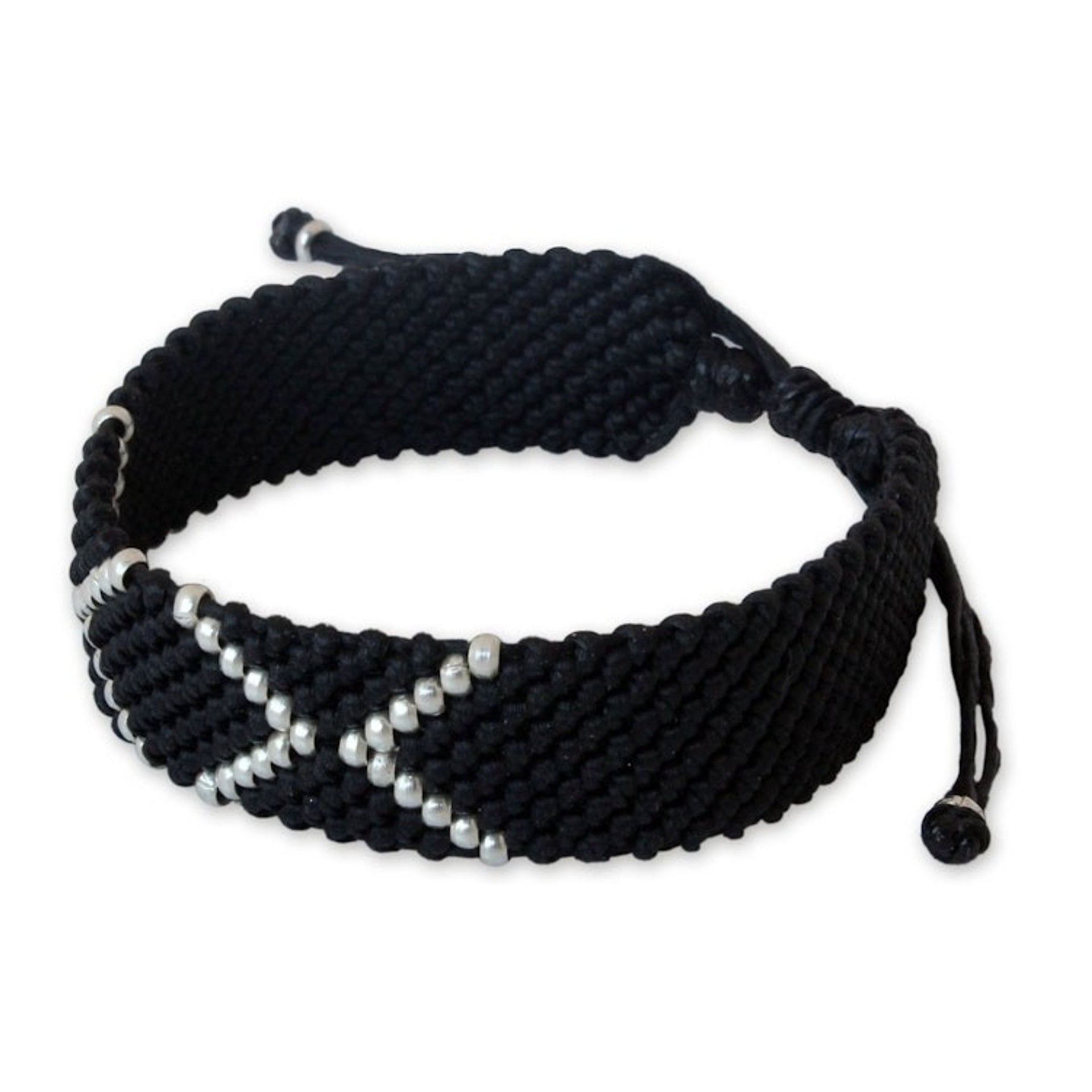 Silver accent wristband bracelet 'Night Diamonds'