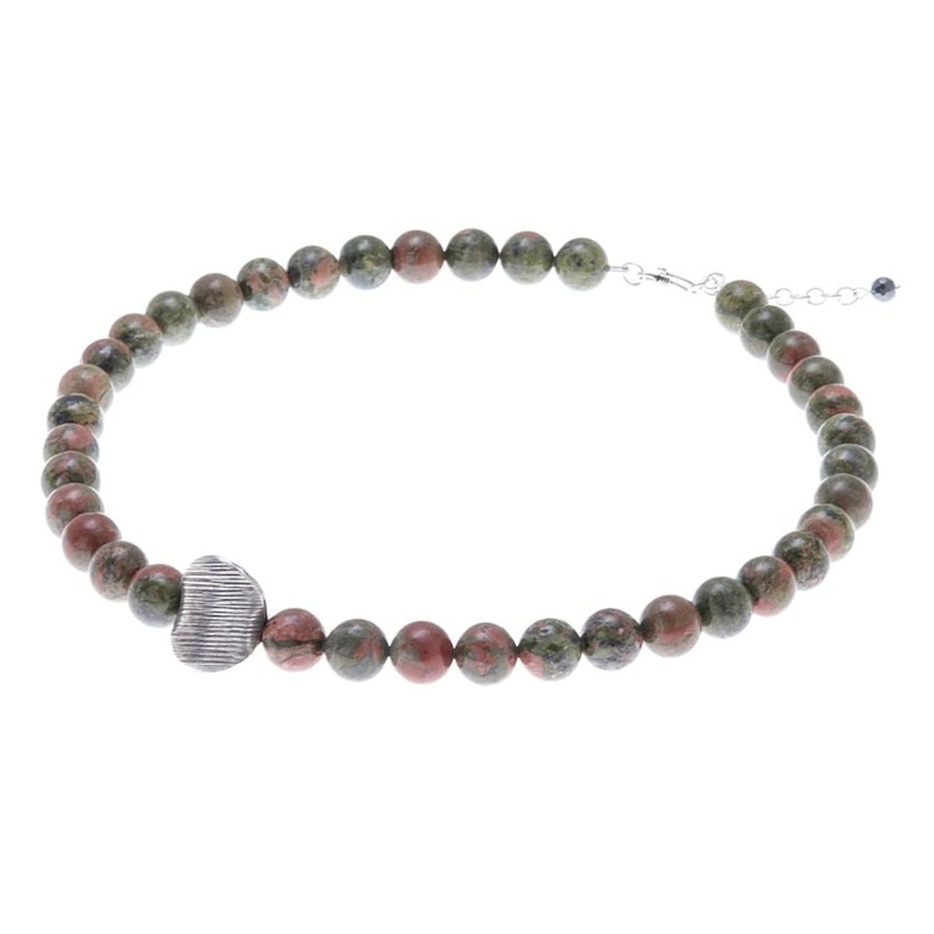 Unakite Beaded Pendant Necklace from Thailand 'Natural Mind'