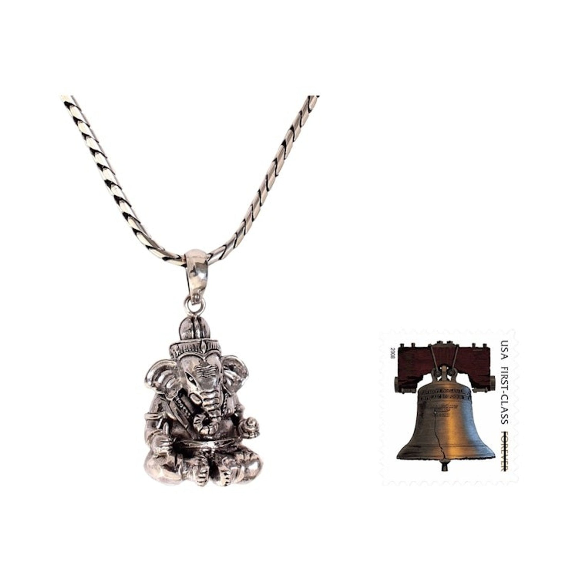 Balinese Hand Crafted Sterling Silver Hindu Pendant Necklace 'Lord Ganesha'