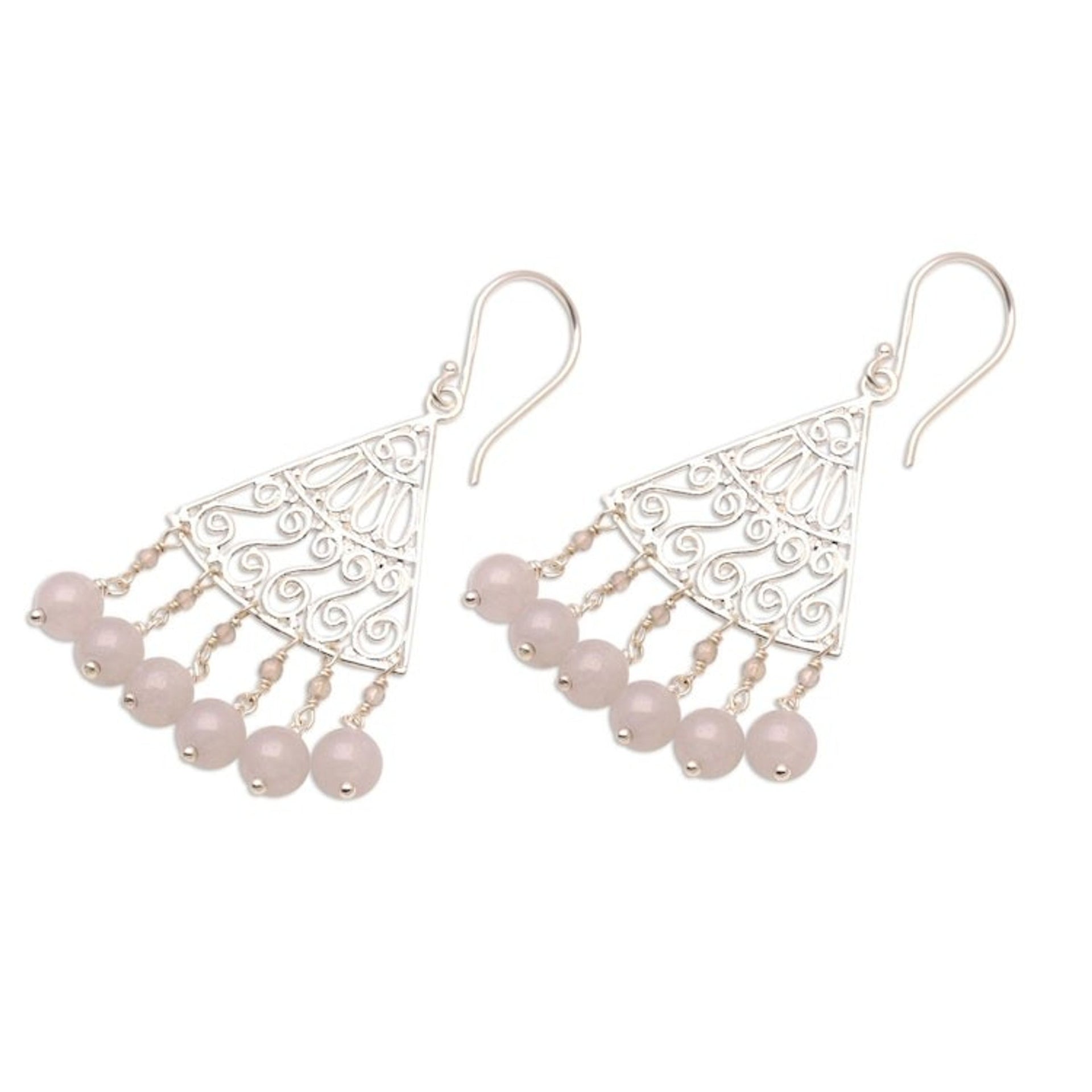 Spiral Pattern Moonstone Chandelier Earrings from Bali 'Spiral Fascination'