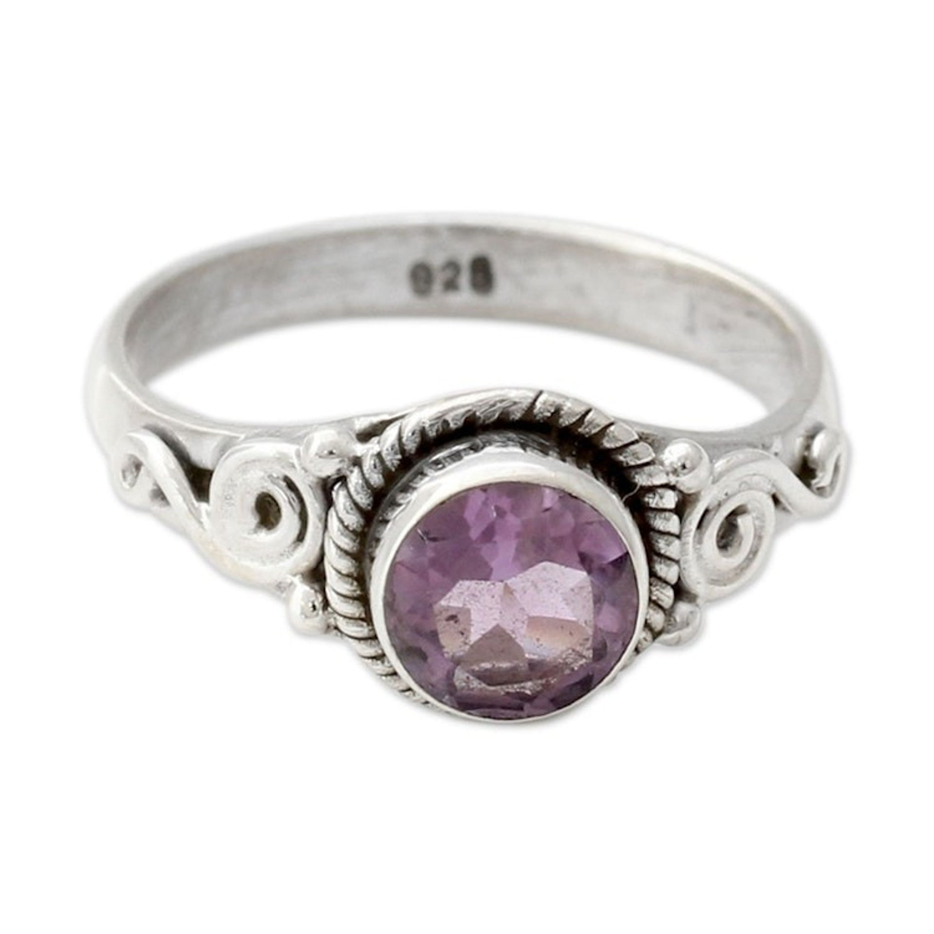 Artisan Crafted Silver and Amethyst Ring from India 'Assam Orchid'