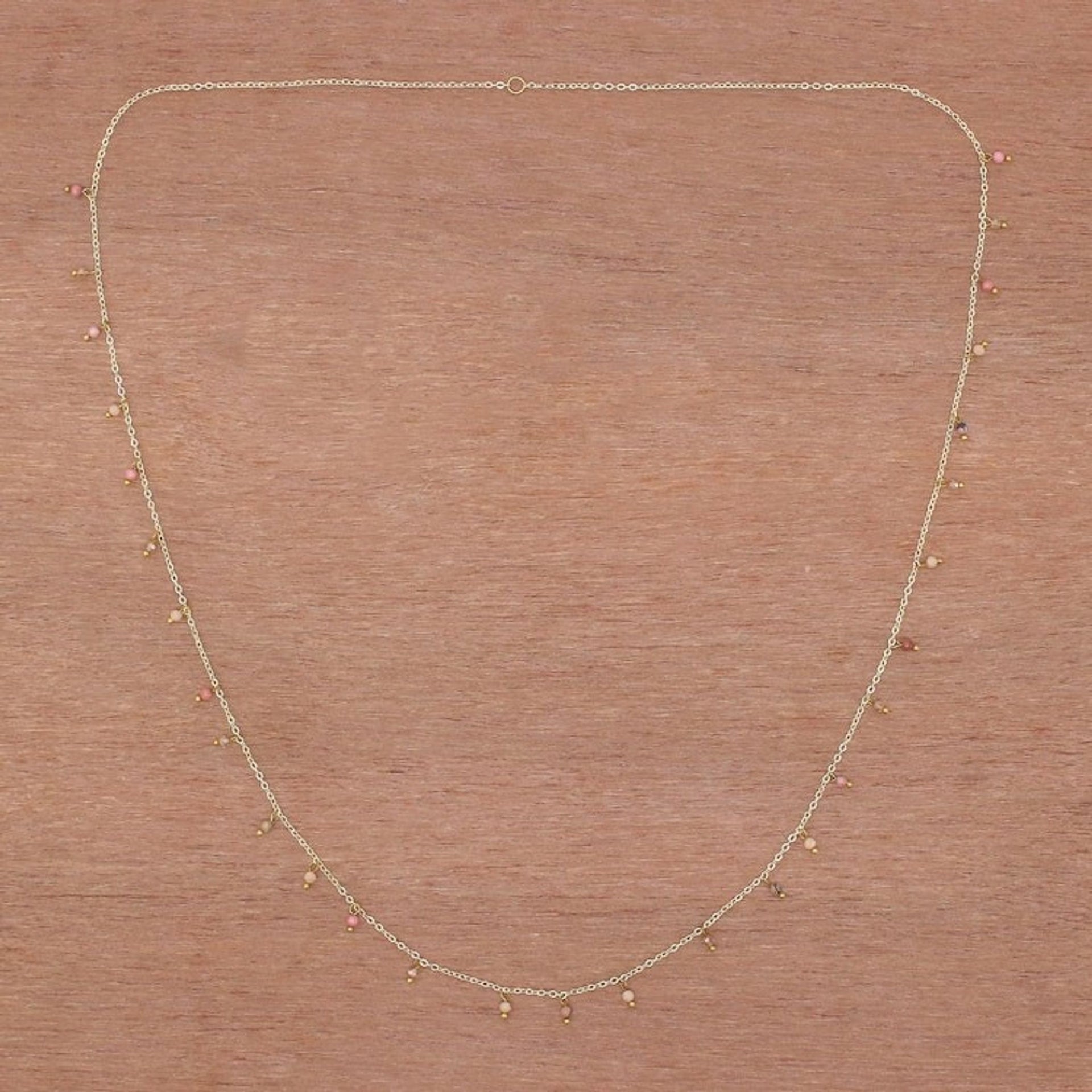 Gold Plated Jasper Charm Necklace from Thailand 'Fabulous Night'