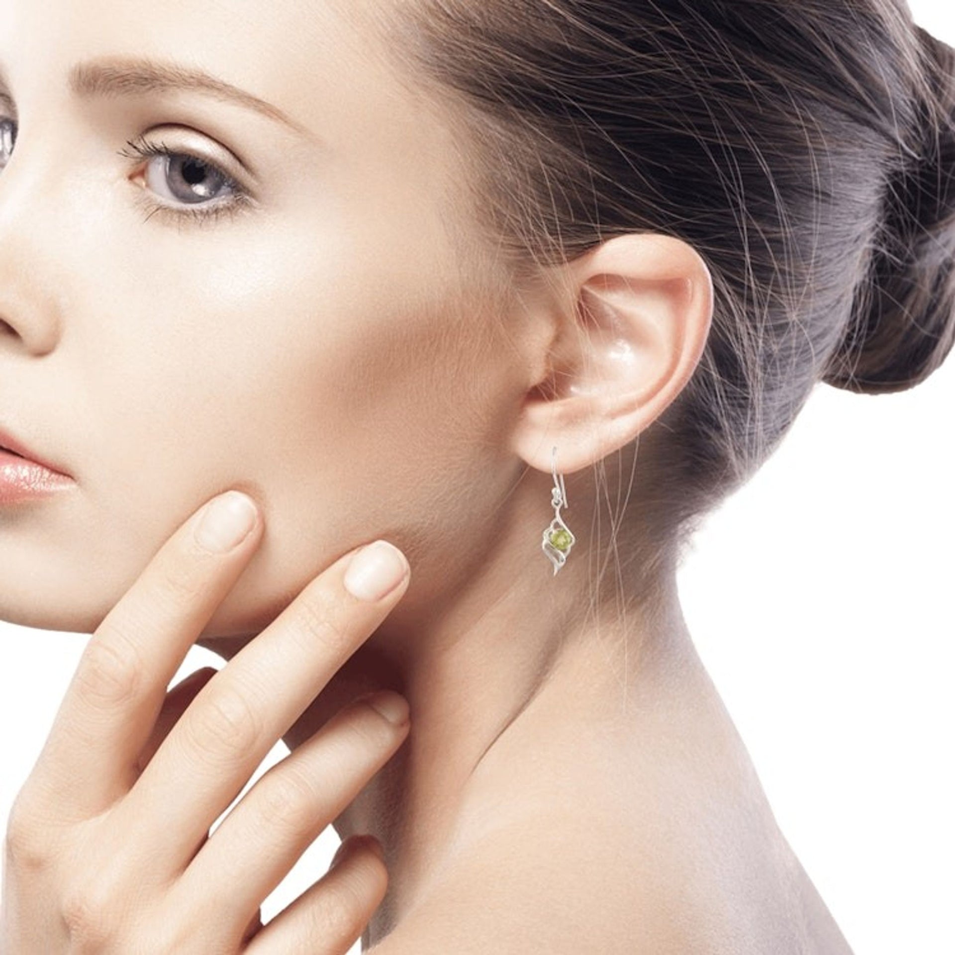 Peridot and Sterling Silver Dangle Earrings 'Leafy Green'