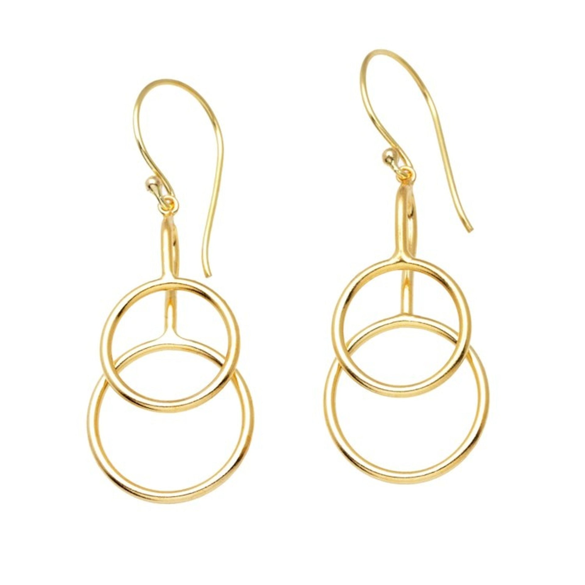 18k Gold-Plated Abstract Dangle Earrings from Bali 'Compassion Rings'